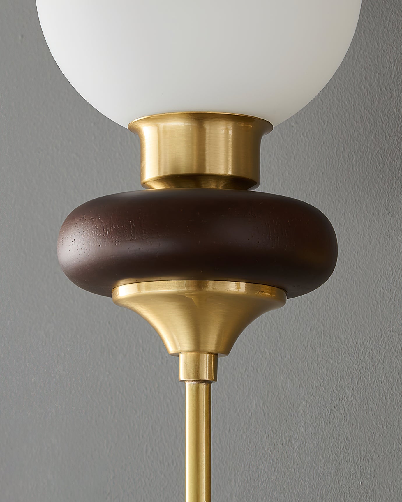 Bellevue Wall Lamp | Opaline Glass & Brass | Walnut & White
