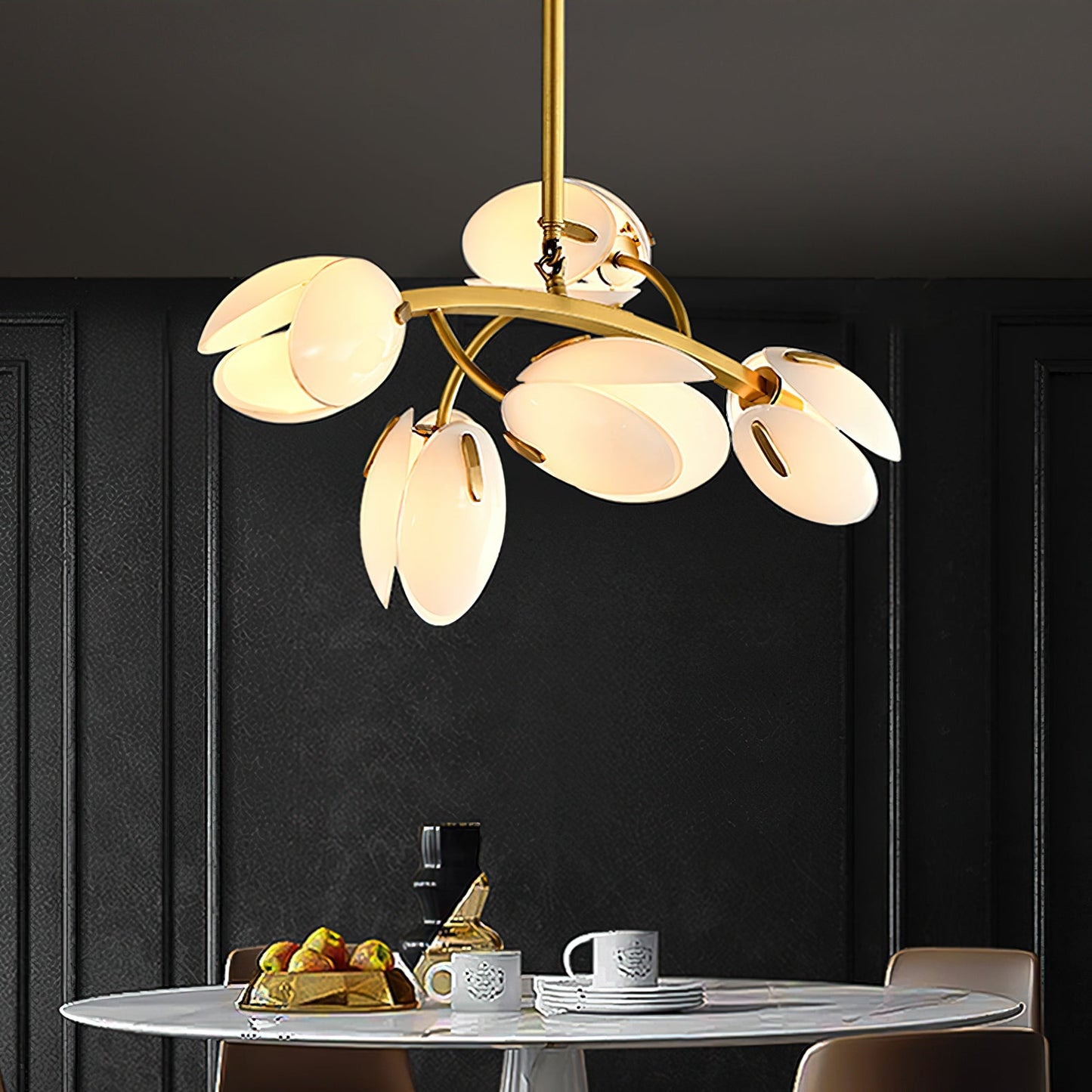 Belluno Chandelier | Brass & Opal Glass | 3, 5, or 8 Lights