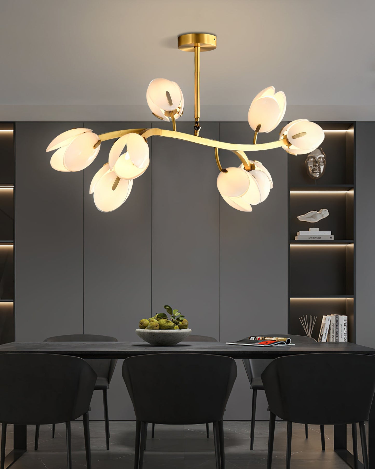 Belluno Chandelier | Brass & Opal Glass | 3, 5, or 8 Lights