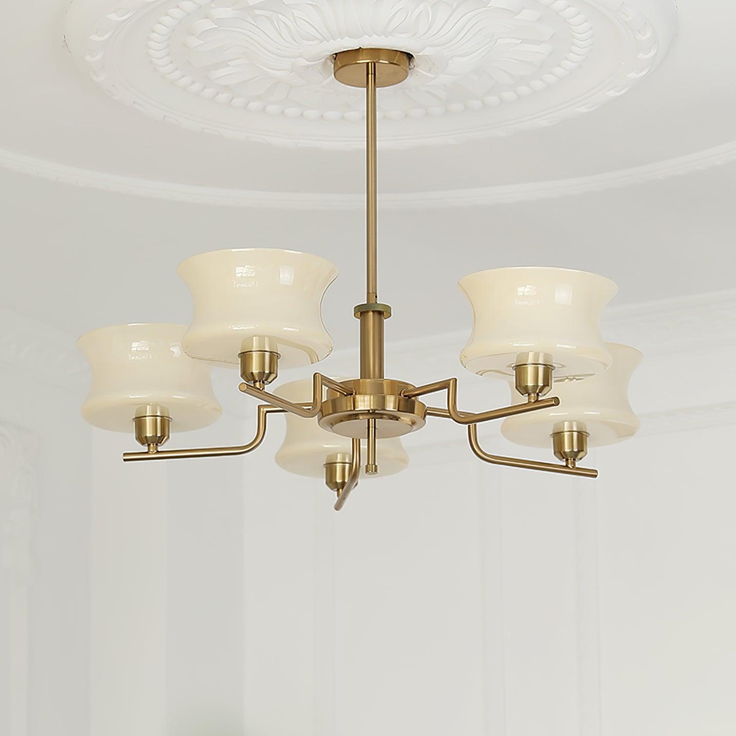 Belue Chandelier | Vintage Gold Metal & Glass | 3 or 5 Heads