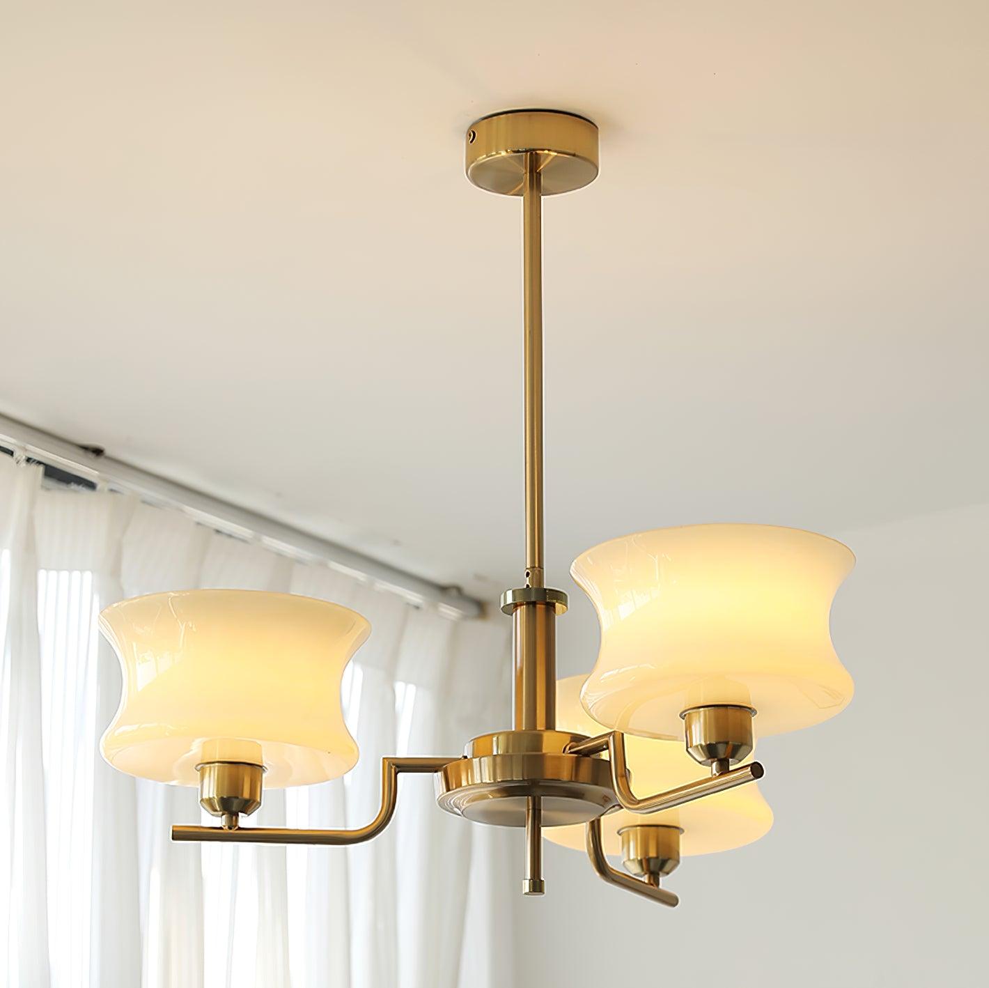 Belue Chandelier | Vintage Gold Metal & Glass | 3 or 5 Heads