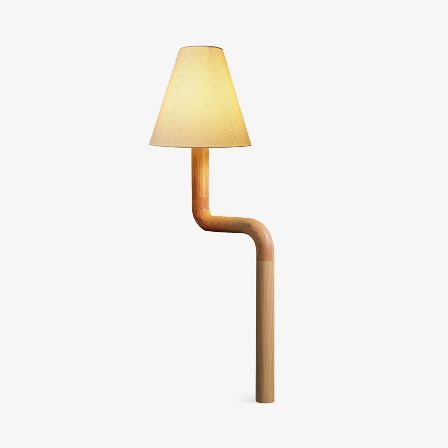 Bend Wood Table Lamp | Wood, Metal, Fabric | White Shade