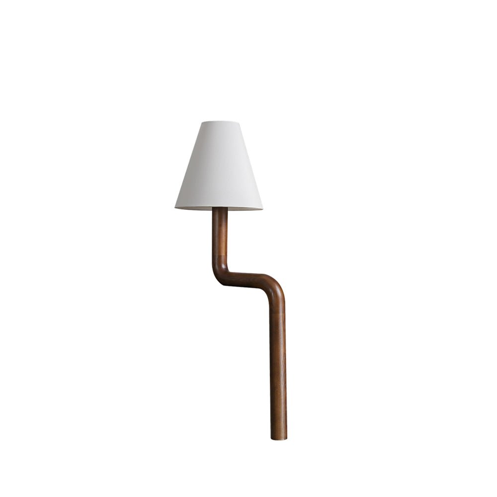 Bend Wood Table Lamp | Wood, Metal, Fabric | White Shade