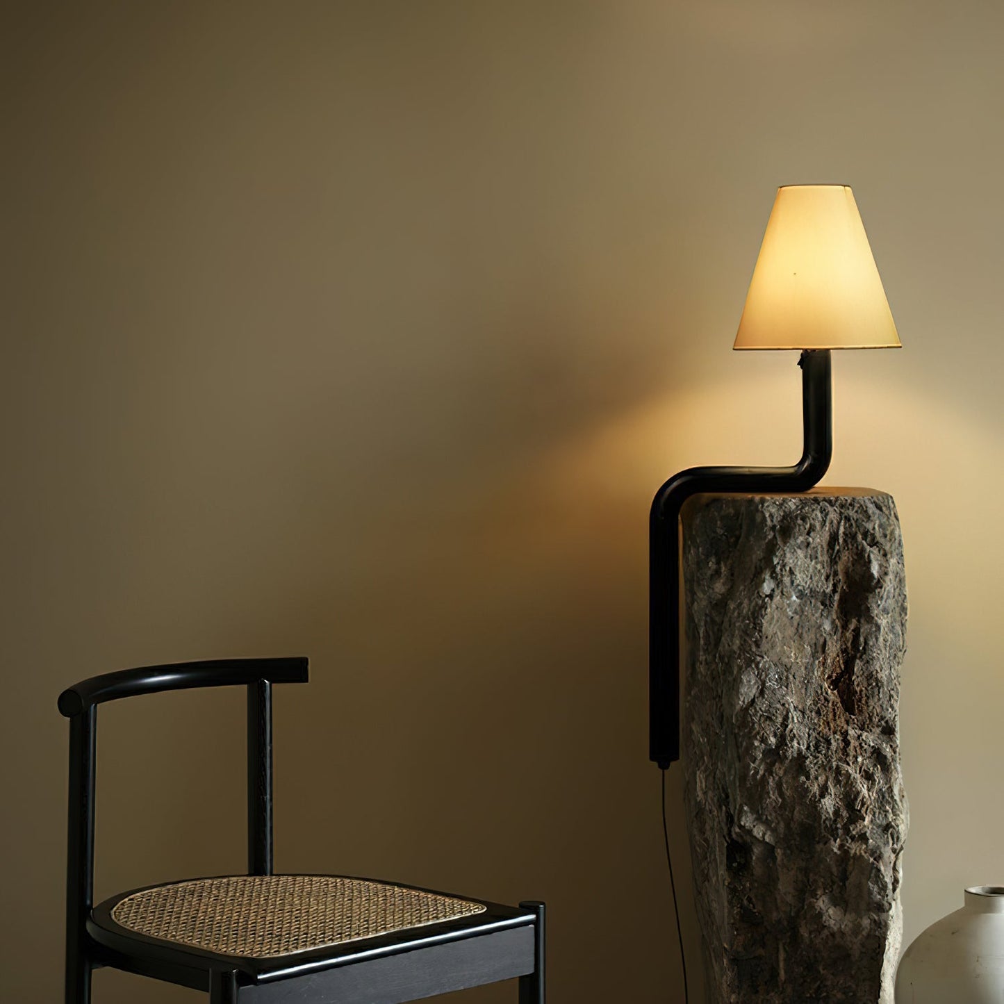 Bend Wood Table Lamp | Wood, Metal, Fabric | White Shade