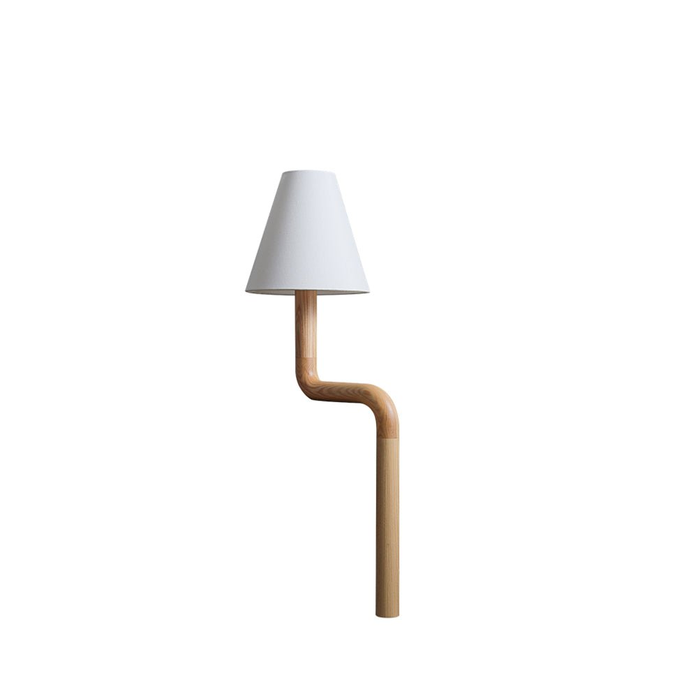 Bend Wood Table Lamp | Wood, Metal, Fabric | White Shade