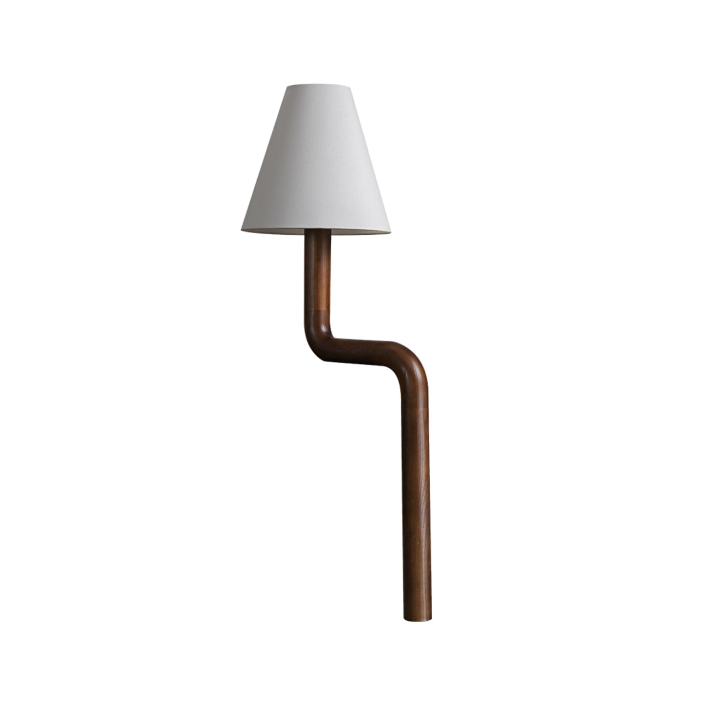 Bend Wood Table Lamp | Wood, Metal, Fabric | White Shade