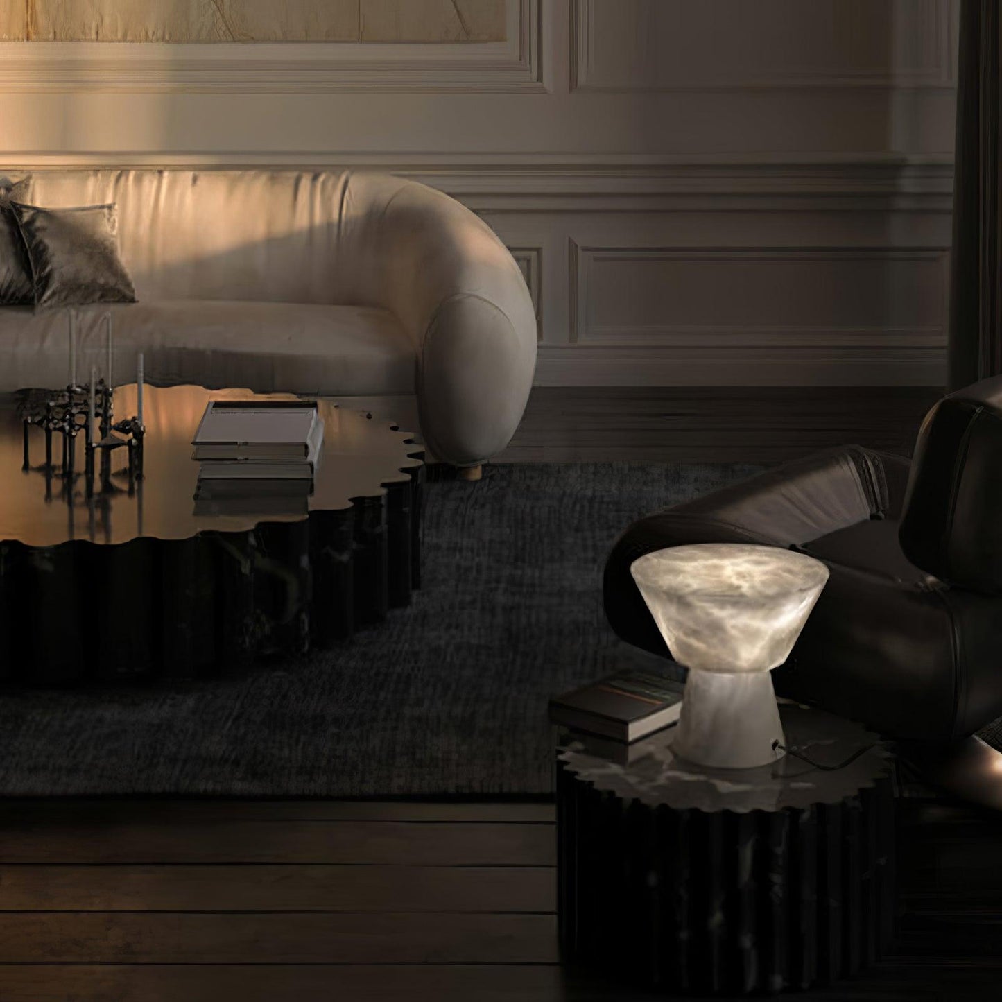 Beta Marble Table Lamp | Brass & Marble | White