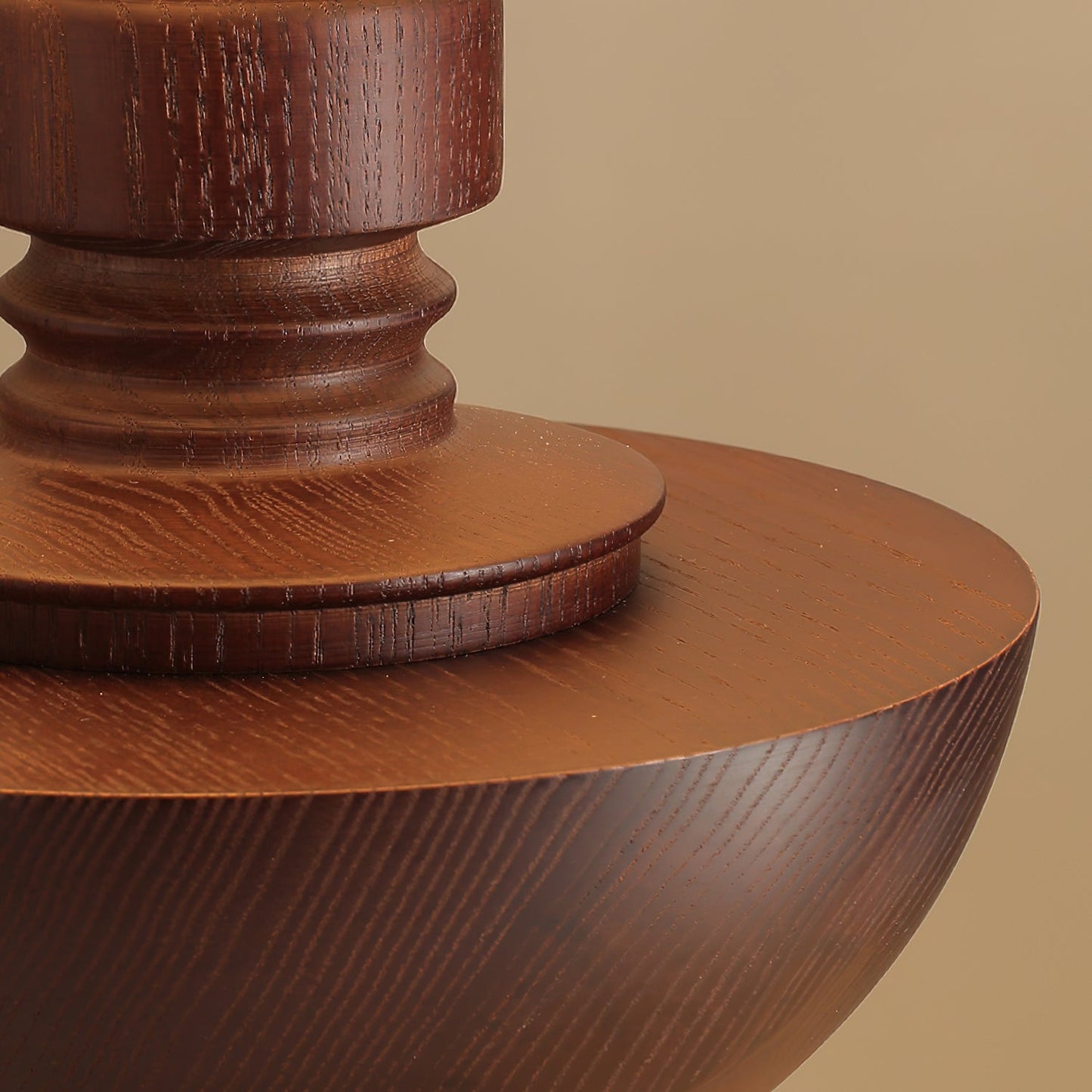 Bhaskara Table Lamp | Solid Wood Base & Fabric Shade | Walnut & White