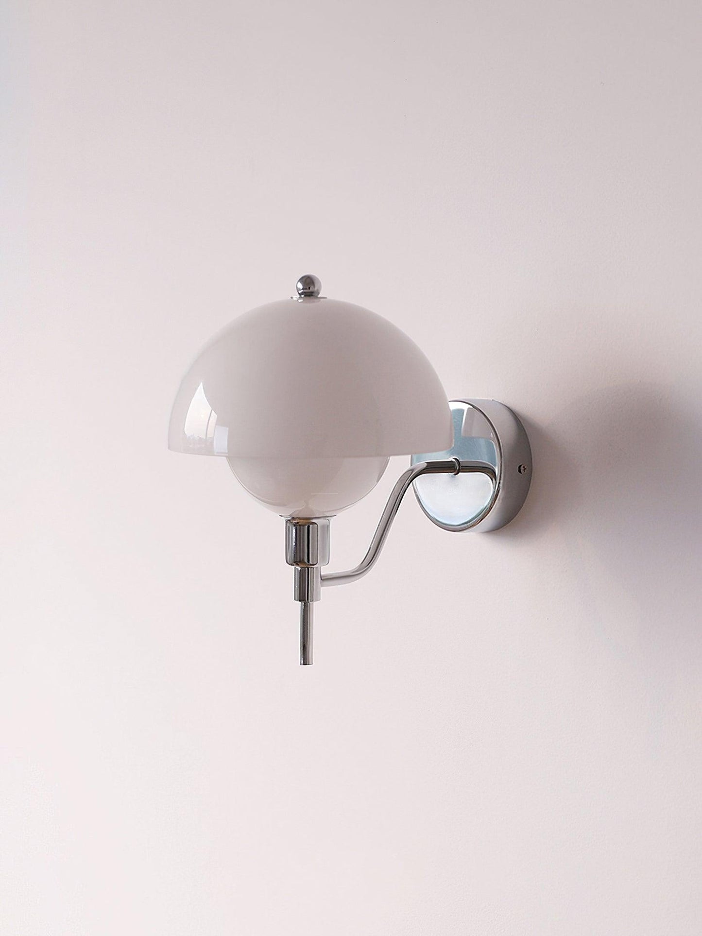 Bidle Wall Light | Chrome Metal | White Shade