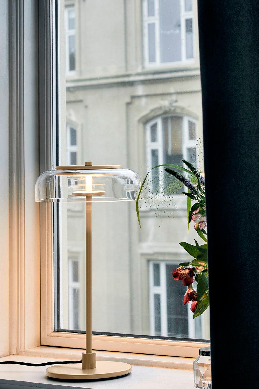 Solara Table Lamp | Brass & Glass | Clear or Grey Shade