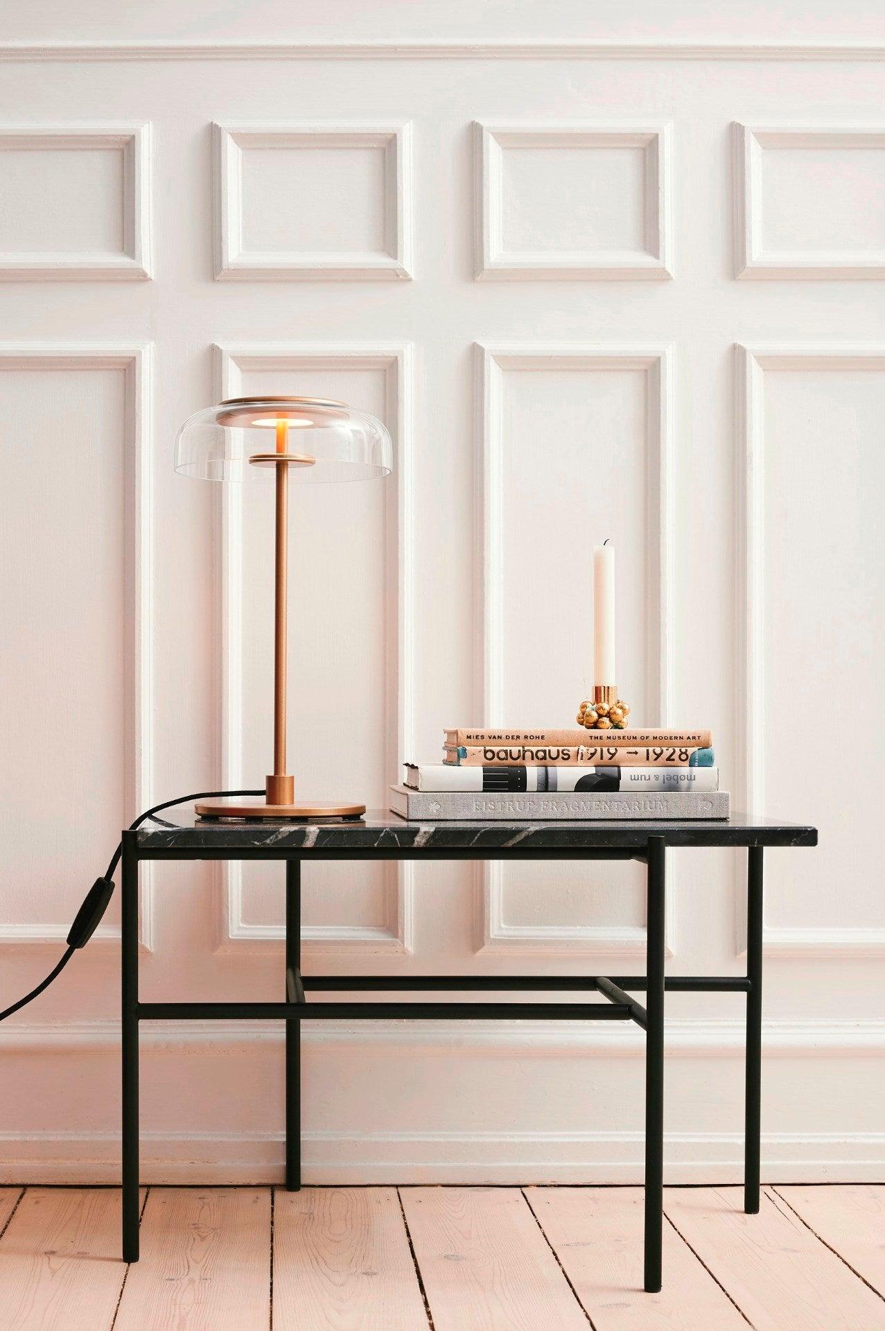 Solara Table Lamp | Brass & Glass | Clear or Grey Shade
