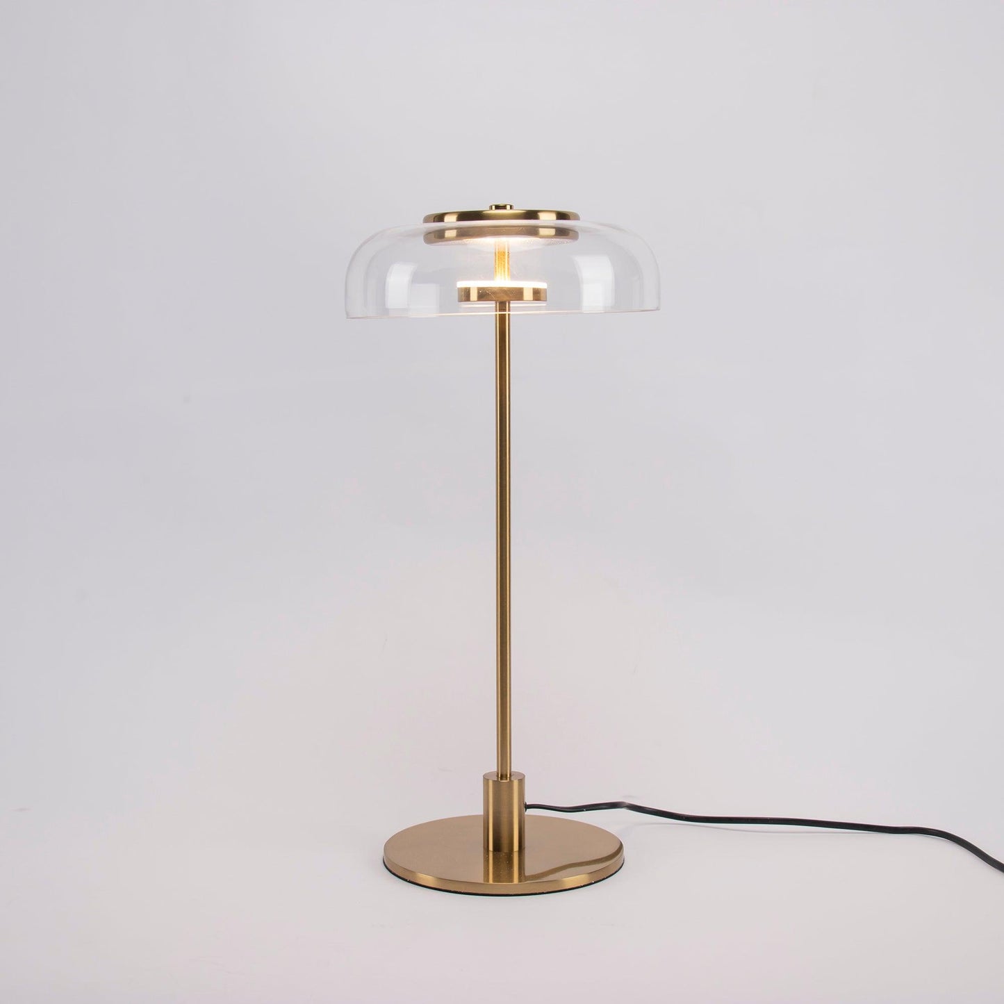 Solara Table Lamp | Brass & Glass | Clear or Grey Shade