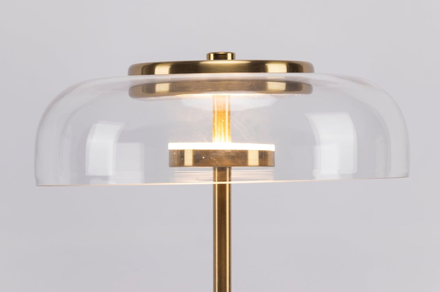 Solara Table Lamp | Brass & Glass | Clear or Grey Shade