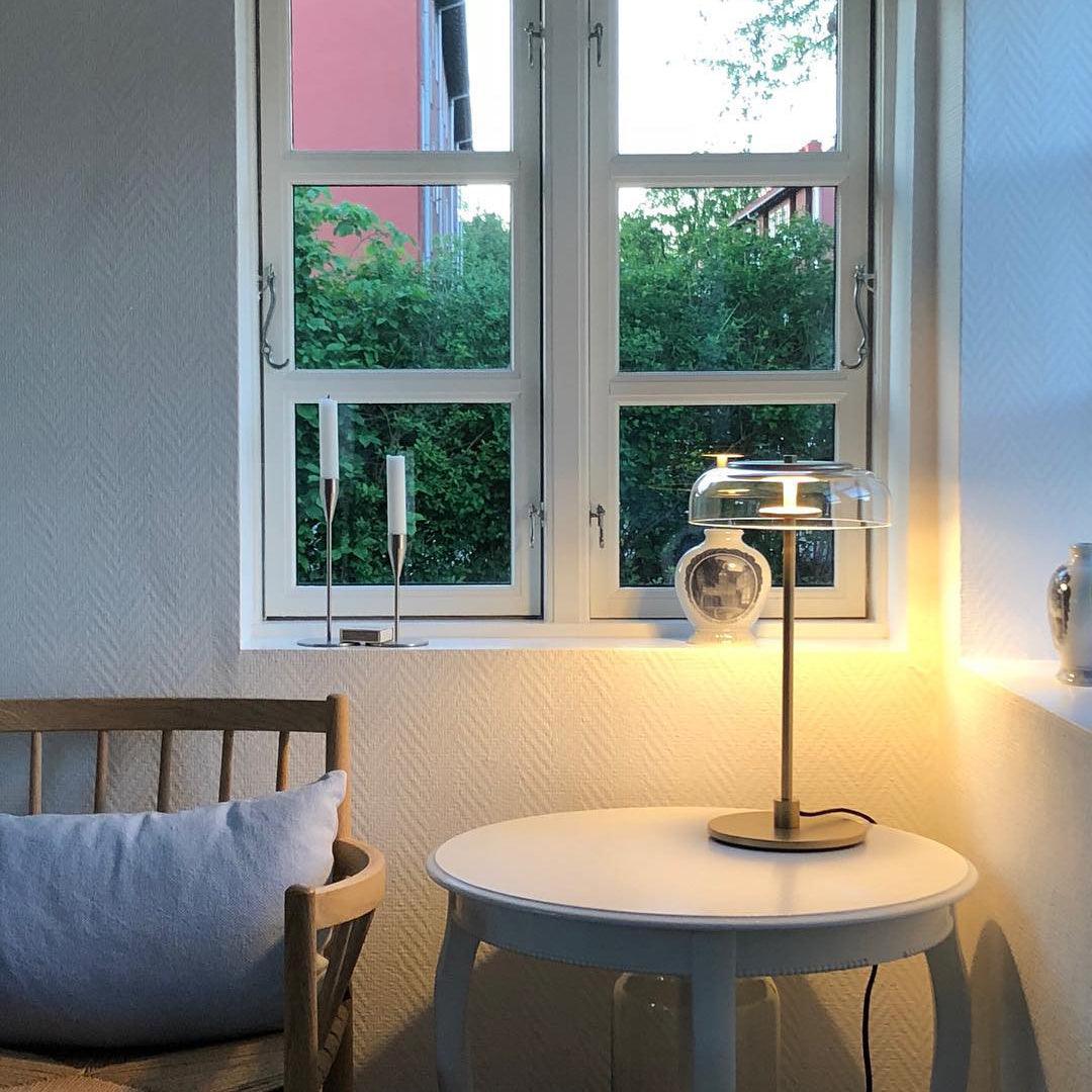 Solara Table Lamp | Brass & Glass | Clear or Grey Shade