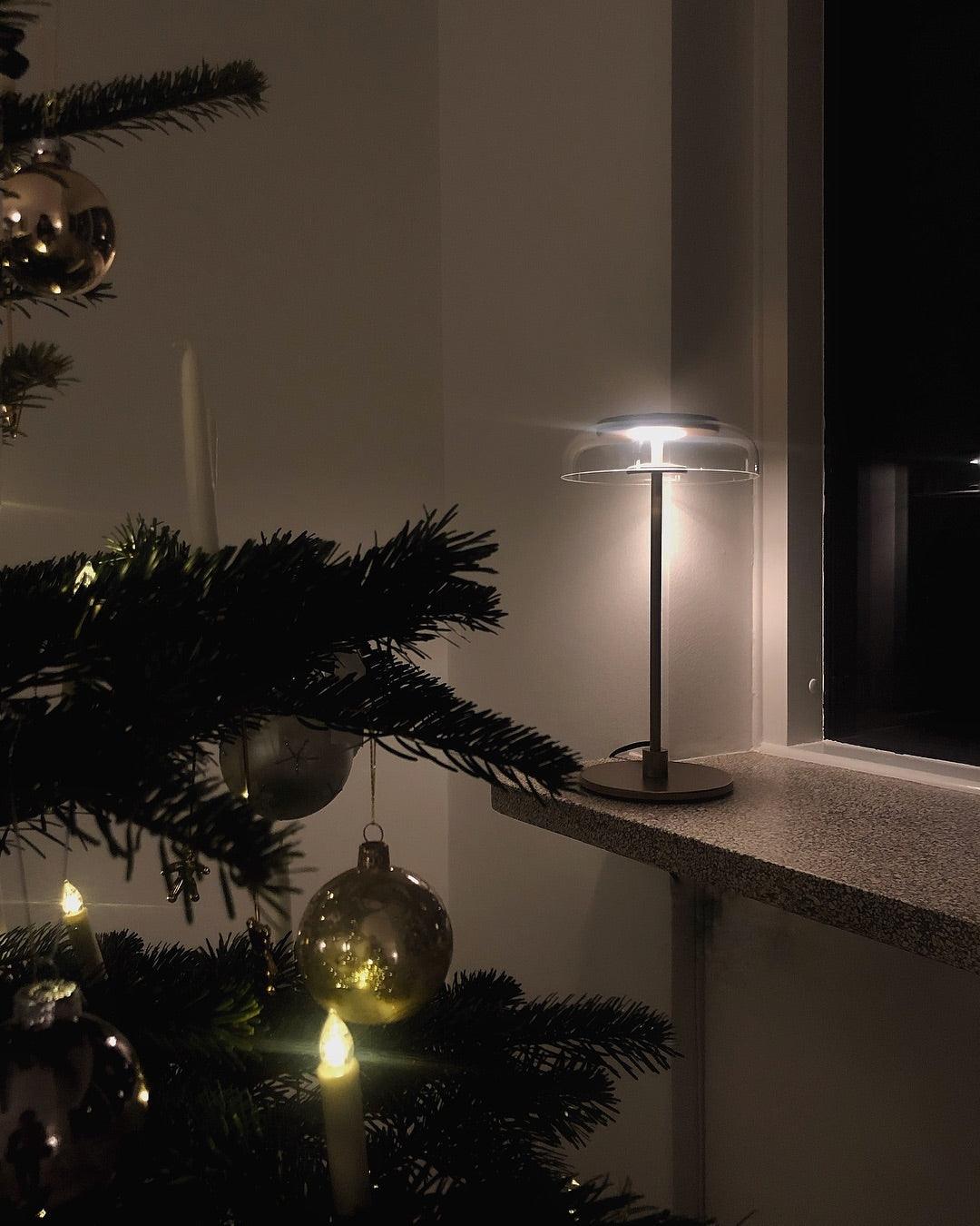 Solara Table Lamp | Brass & Glass | Clear or Grey Shade