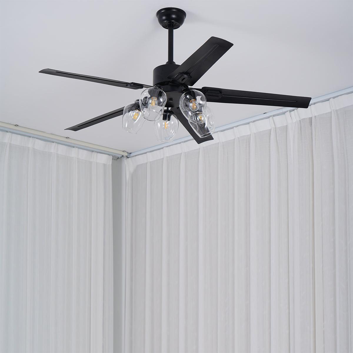 Ceiling Fan Light | Black Metal | 42/48/52 inch