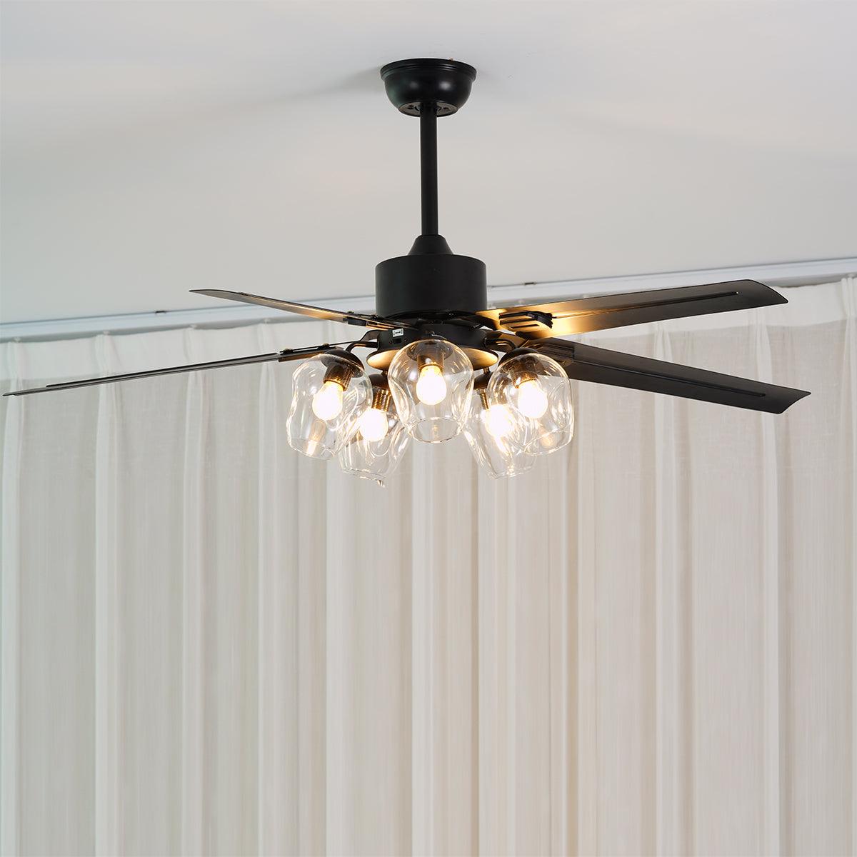 Ceiling Fan Light | Black Metal | 42/48/52 inch