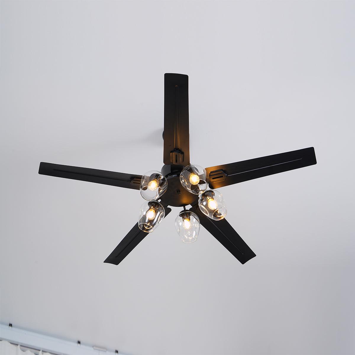 Ceiling Fan Light | Black Metal | 42/48/52 inch