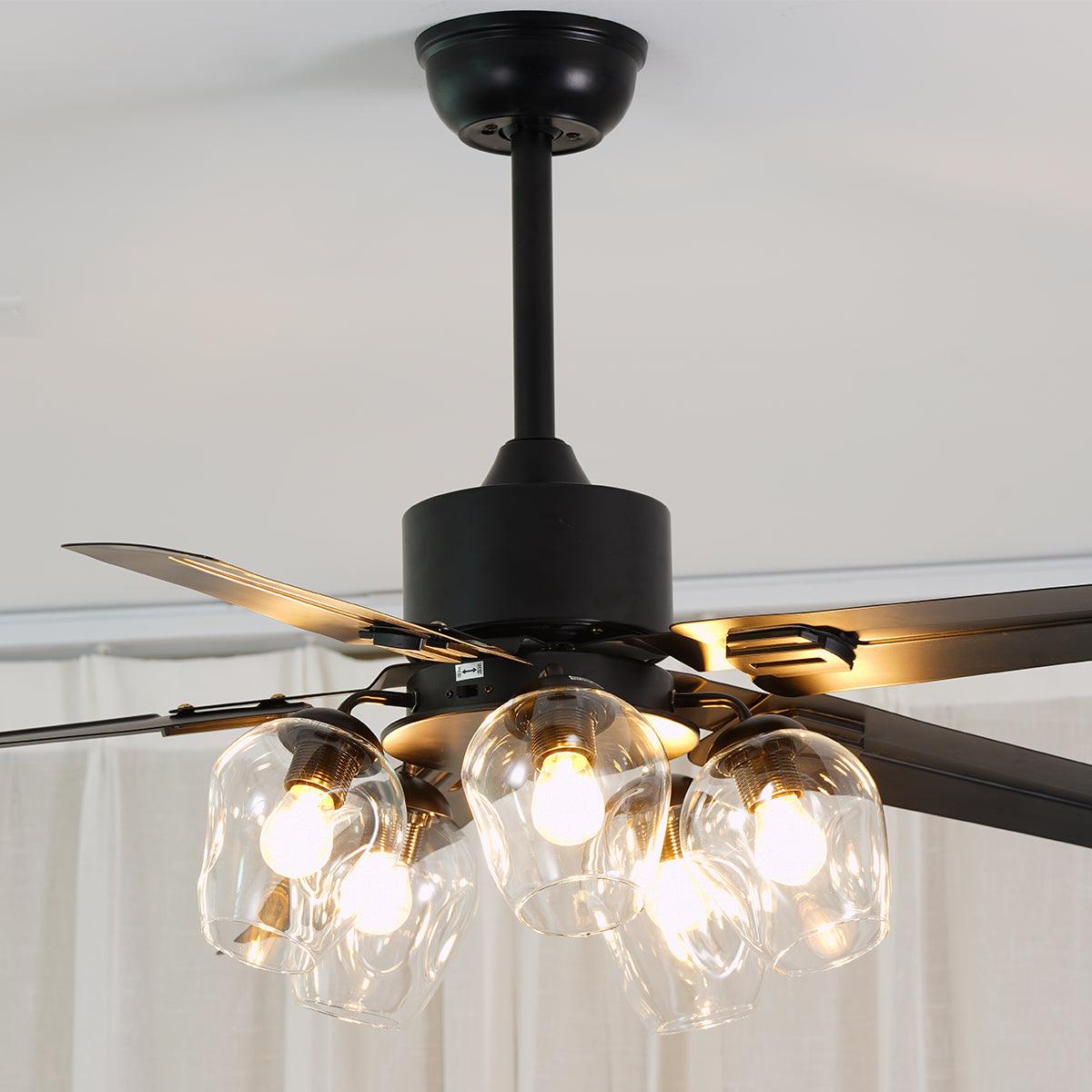 Ceiling Fan Light | Black Metal | 42/48/52 inch