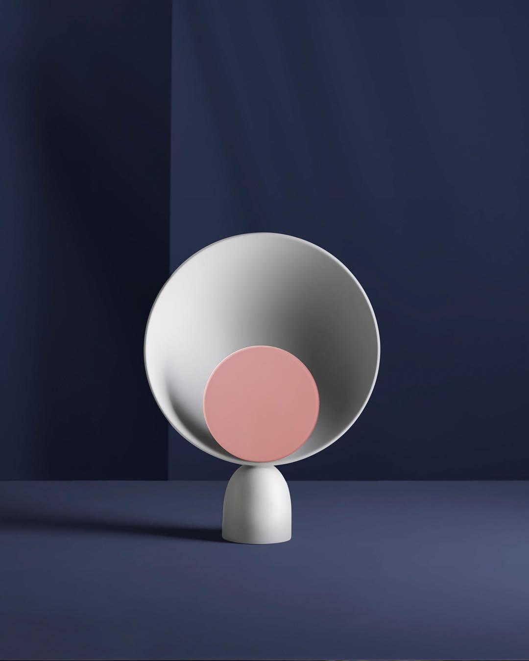 Table Lamp | Aluminum & LED | Gray and Pink