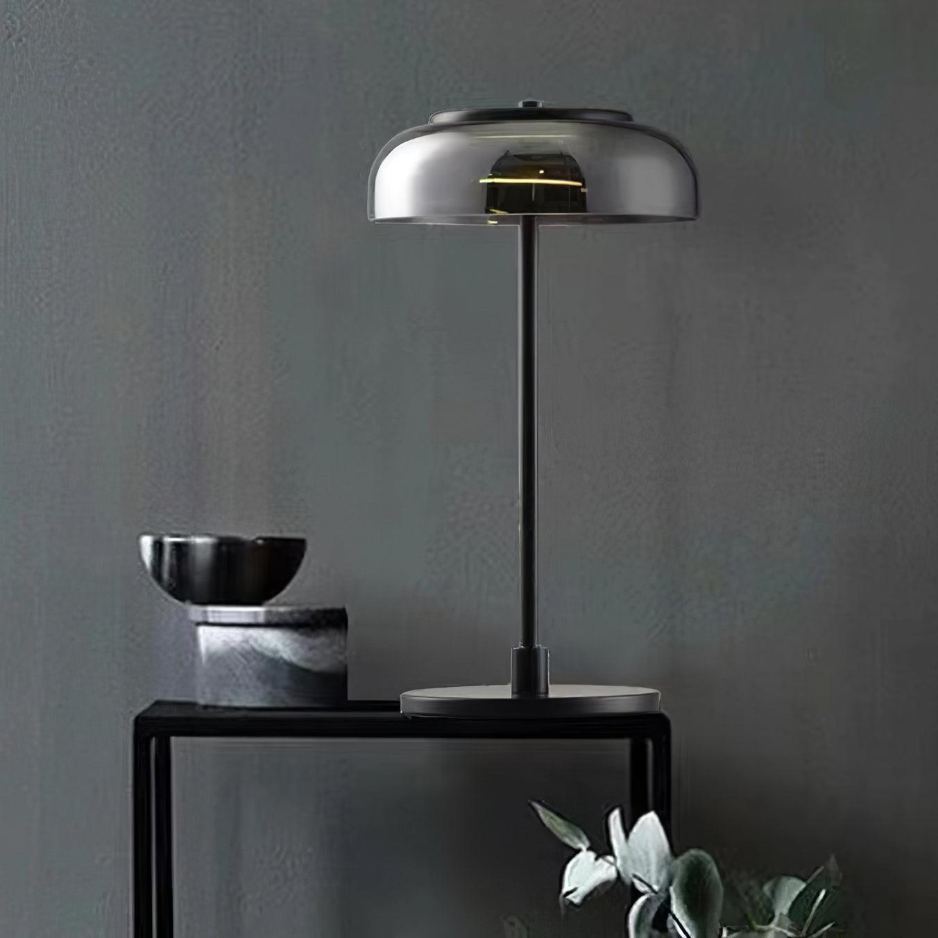Solara Table Lamp | Brass & Glass | Clear or Grey Shade