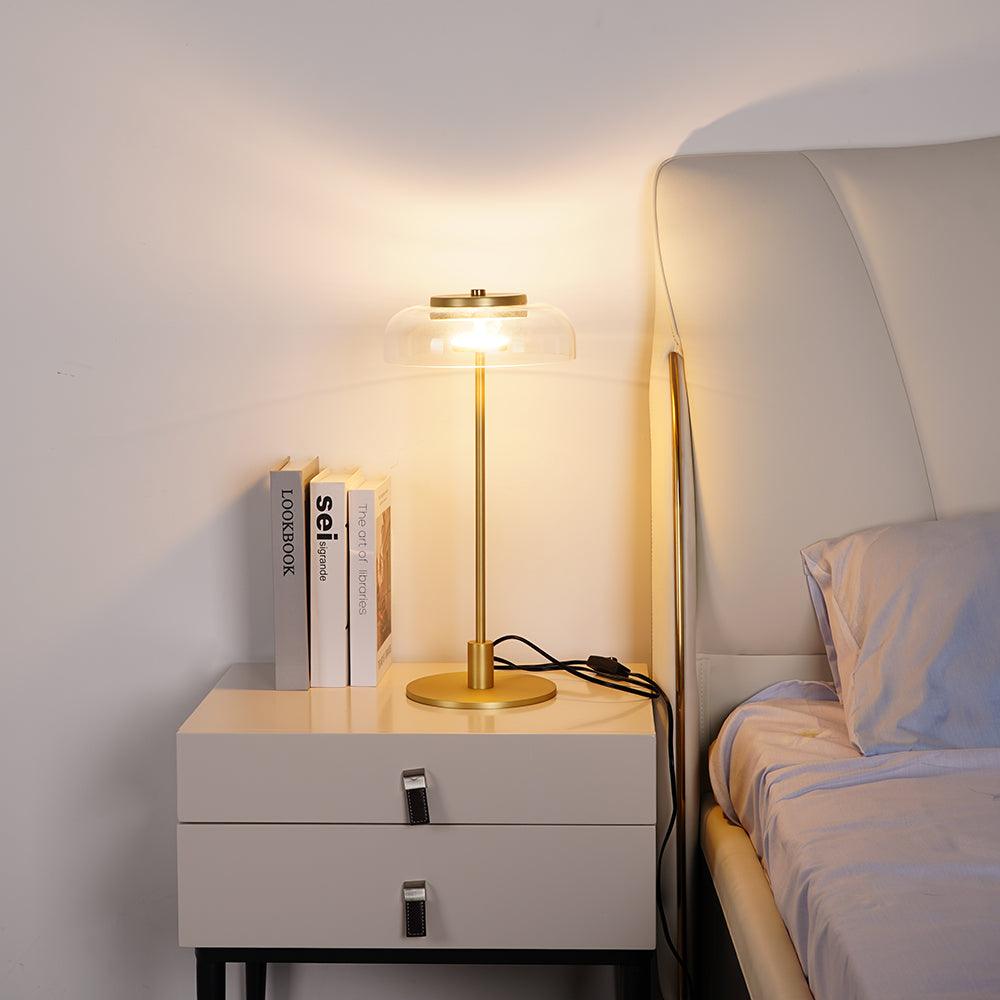 Solara Table Lamp | Brass & Glass | Clear or Grey Shade
