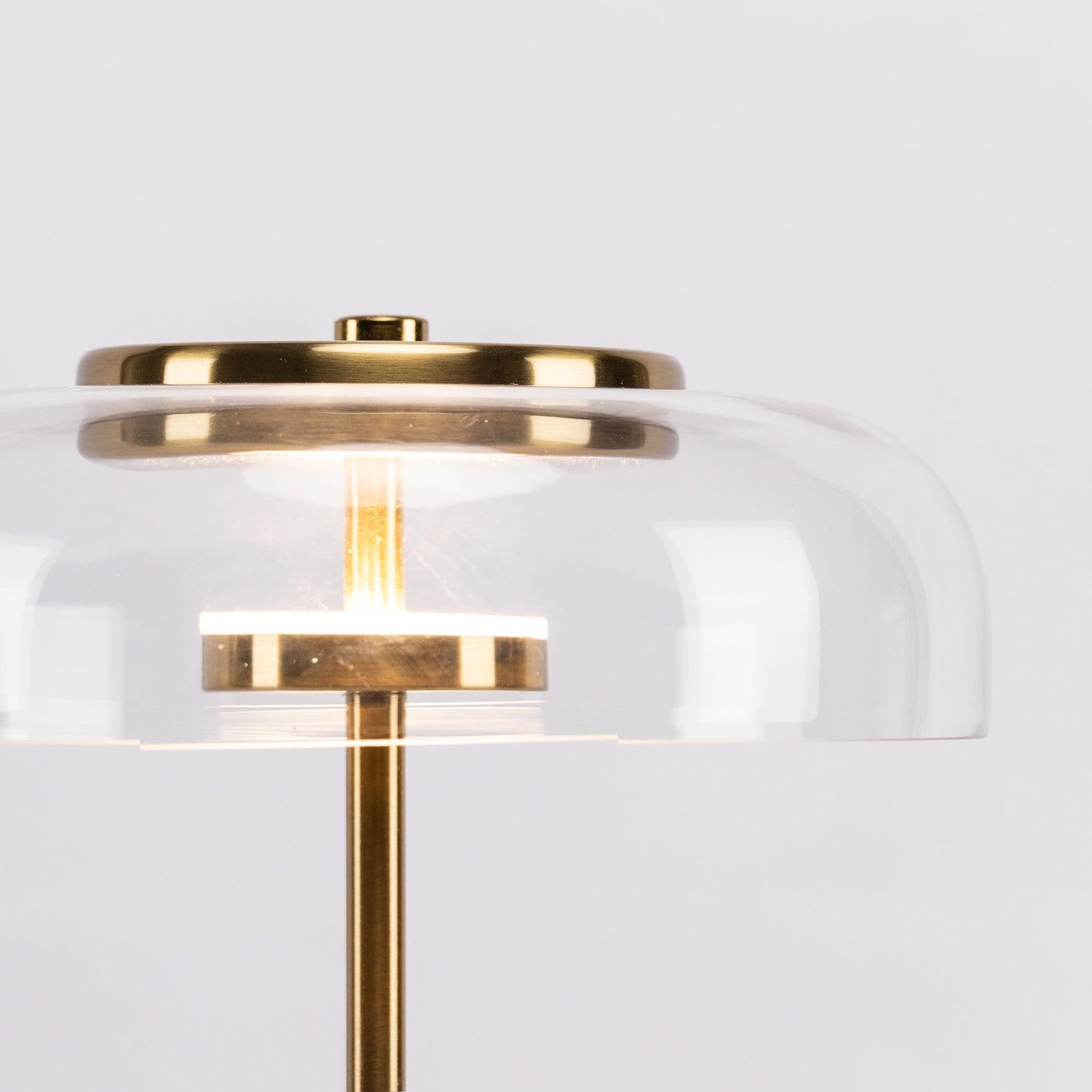 Solara Table Lamp | Brass & Glass | Clear or Grey Shade
