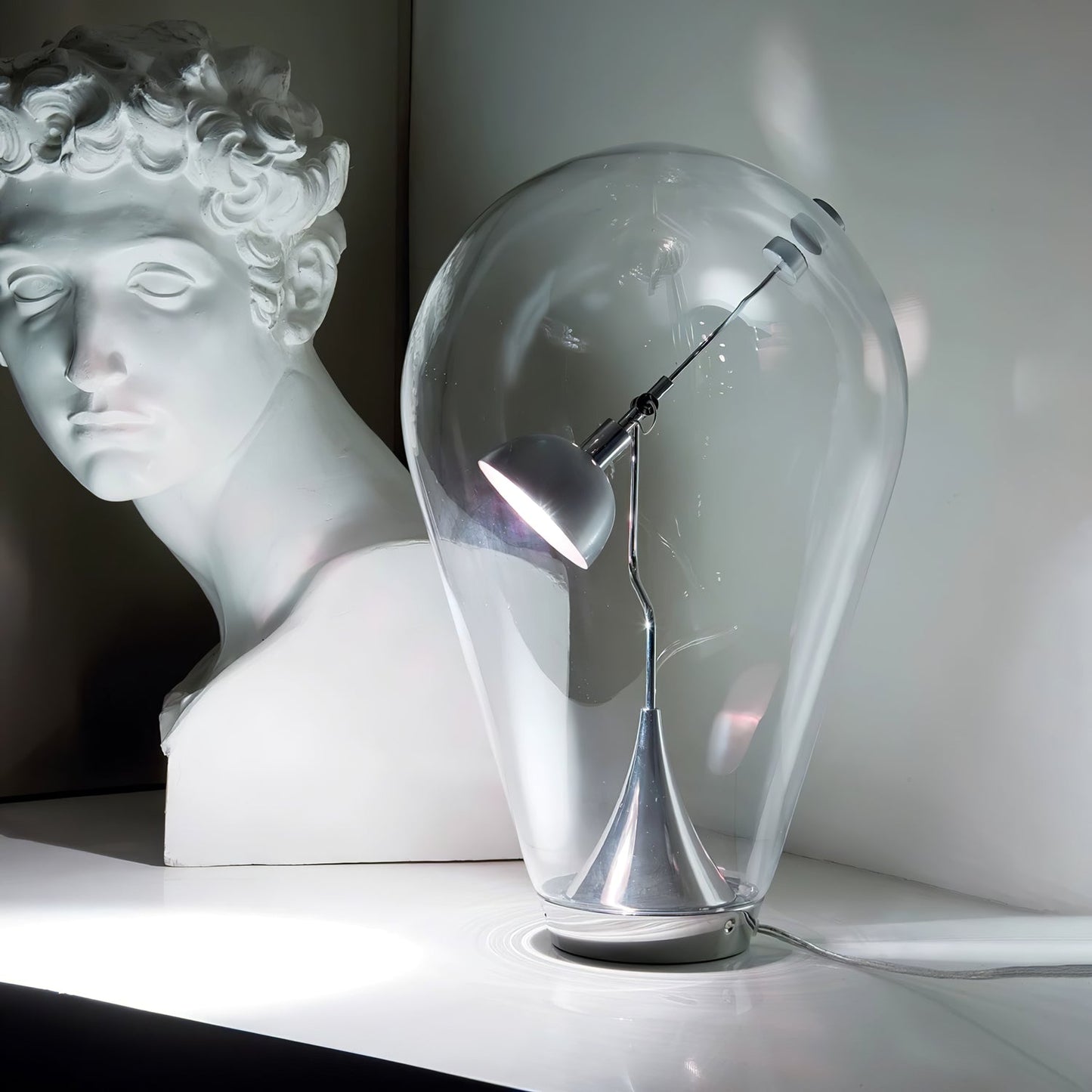 Blow Table Lamp | Metal and Glass | Chrome