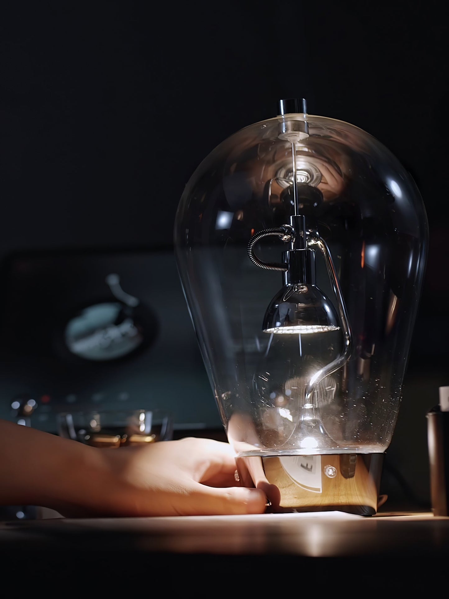 Blow Table Lamp | Metal and Glass | Chrome