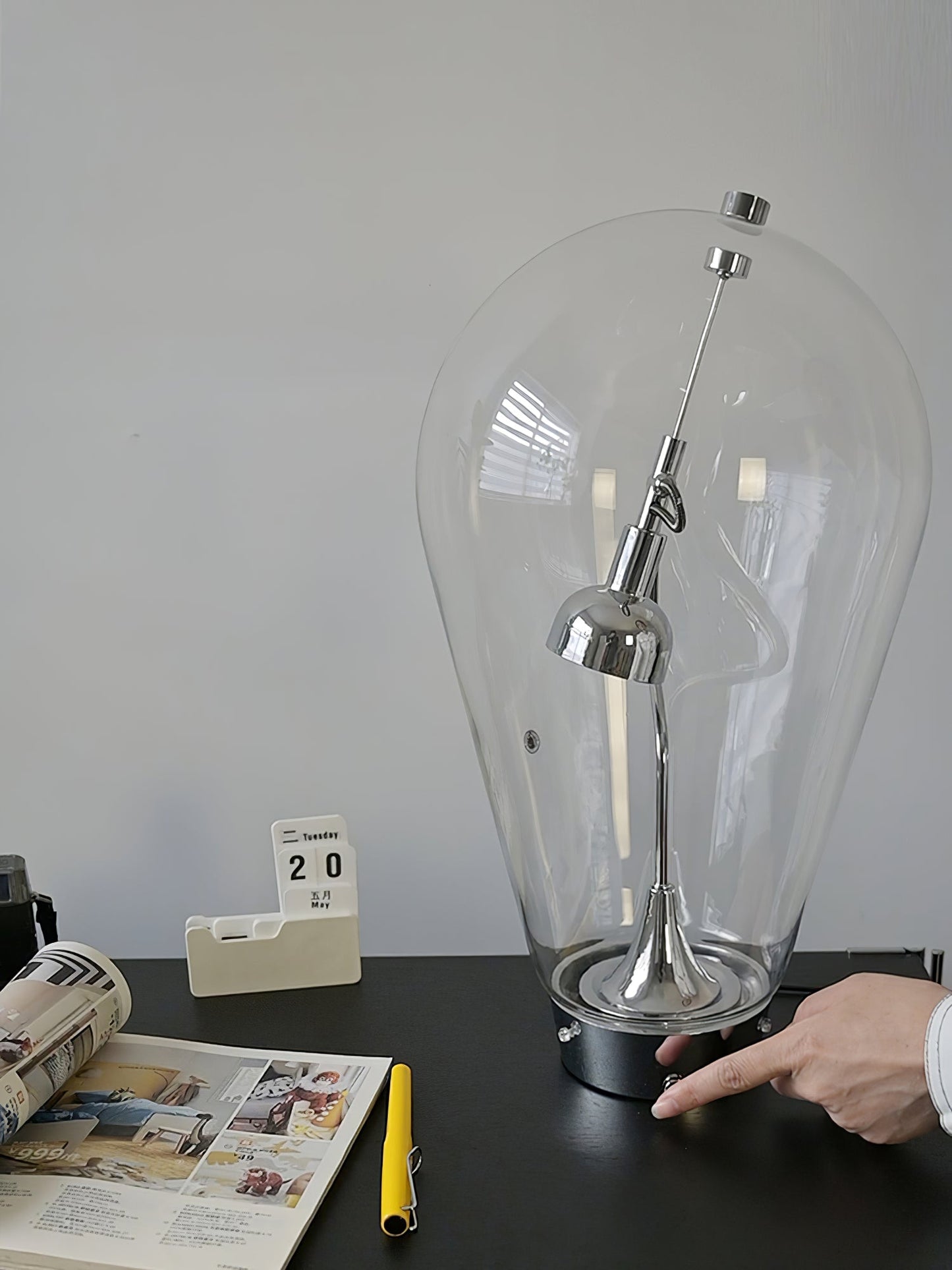 Blow Table Lamp | Metal and Glass | Chrome