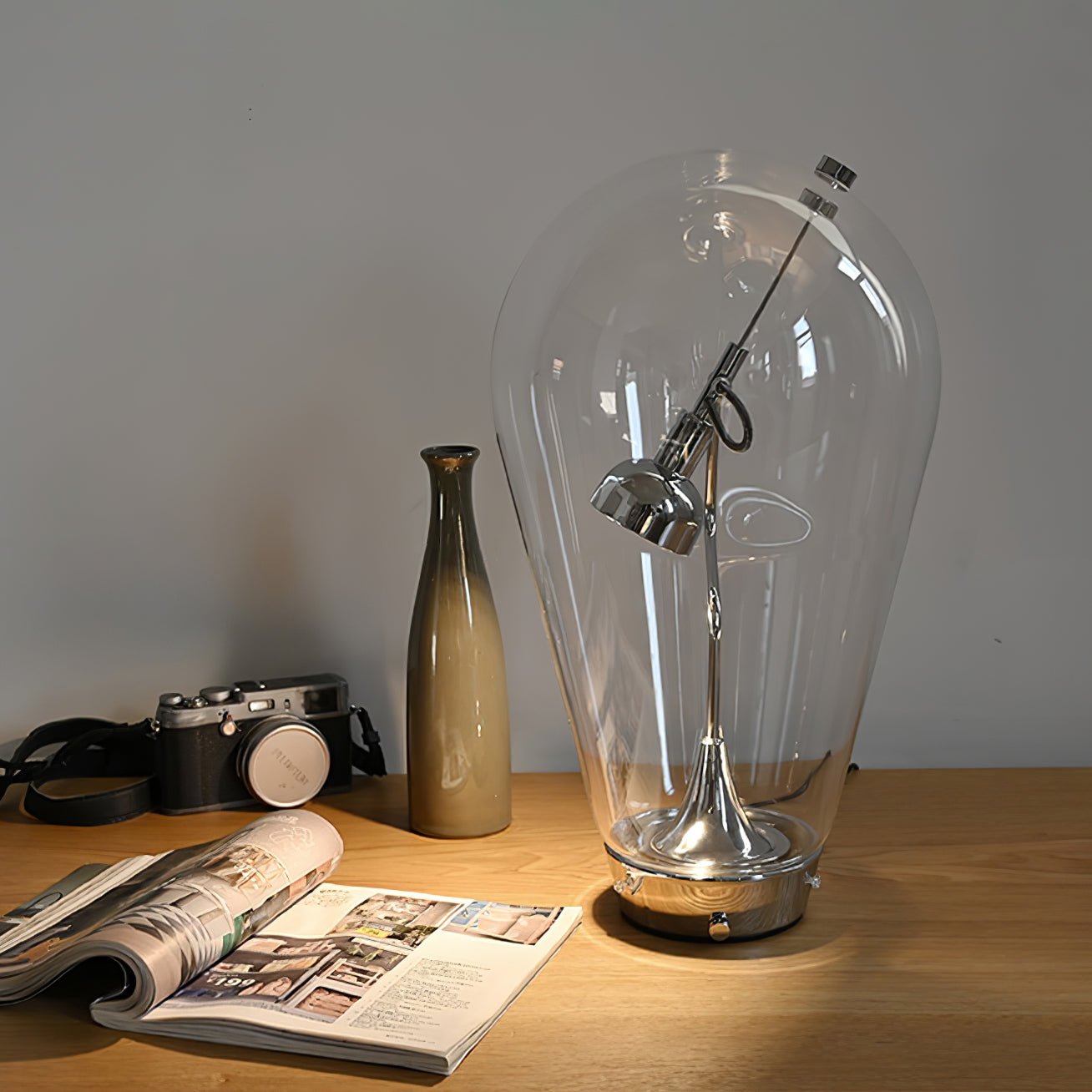 Blow Table Lamp | Metal and Glass | Chrome