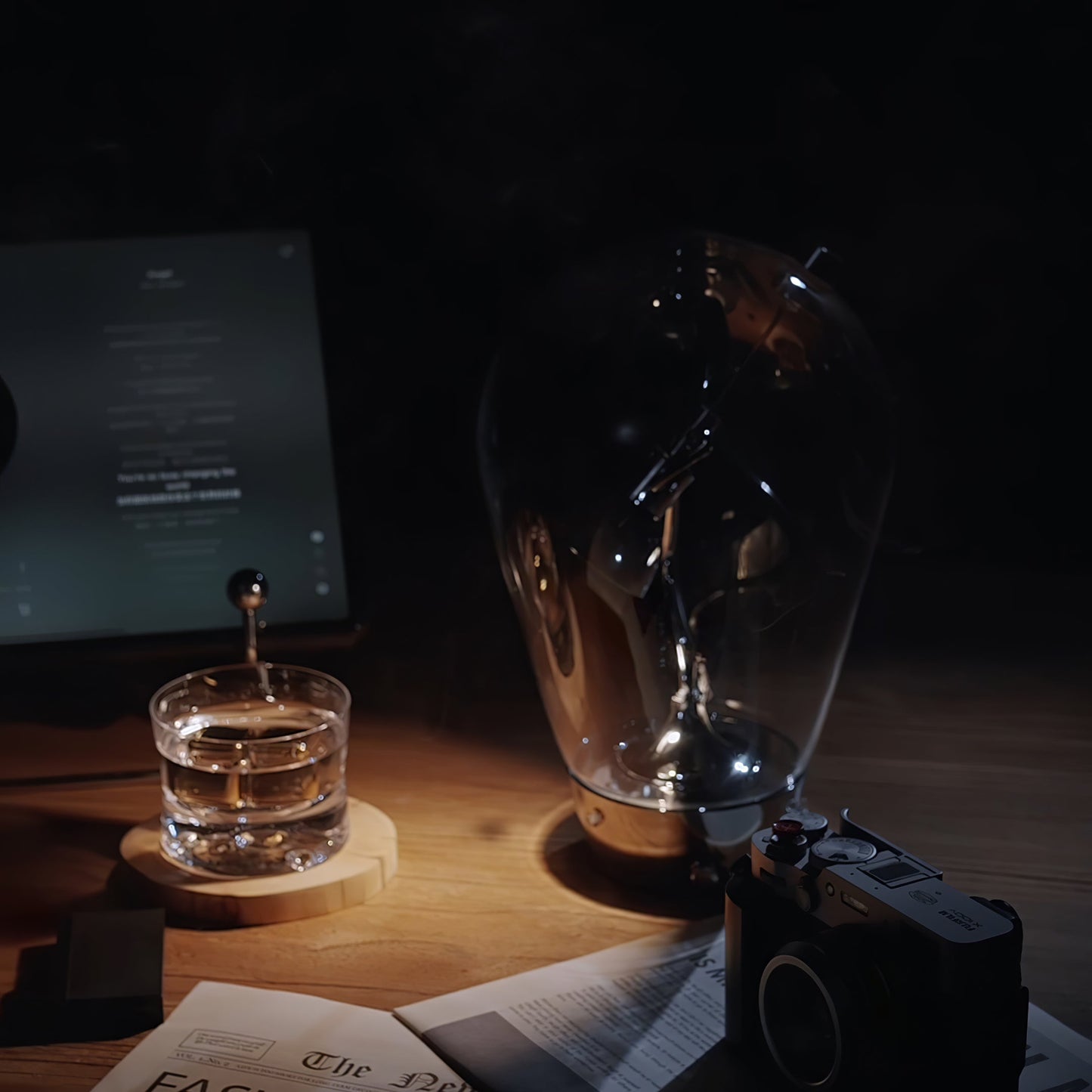 Blow Table Lamp | Metal and Glass | Chrome