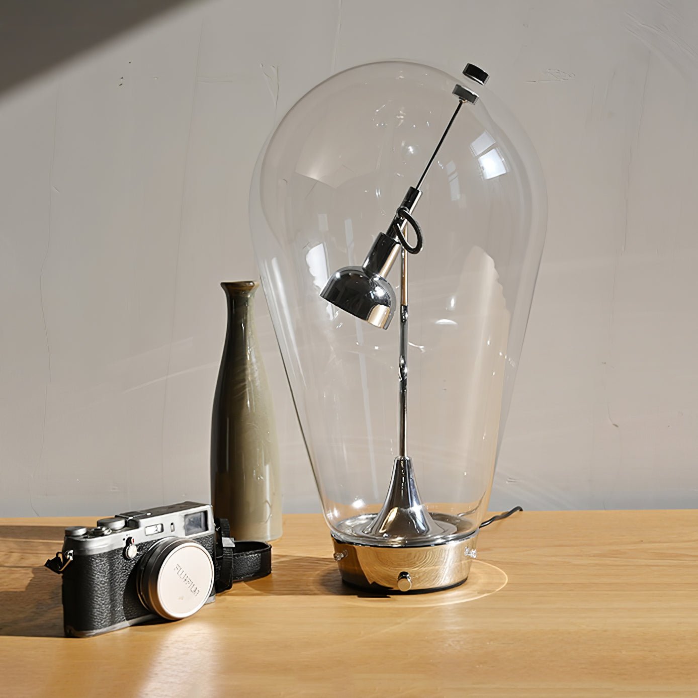 Blow Table Lamp | Metal and Glass | Chrome