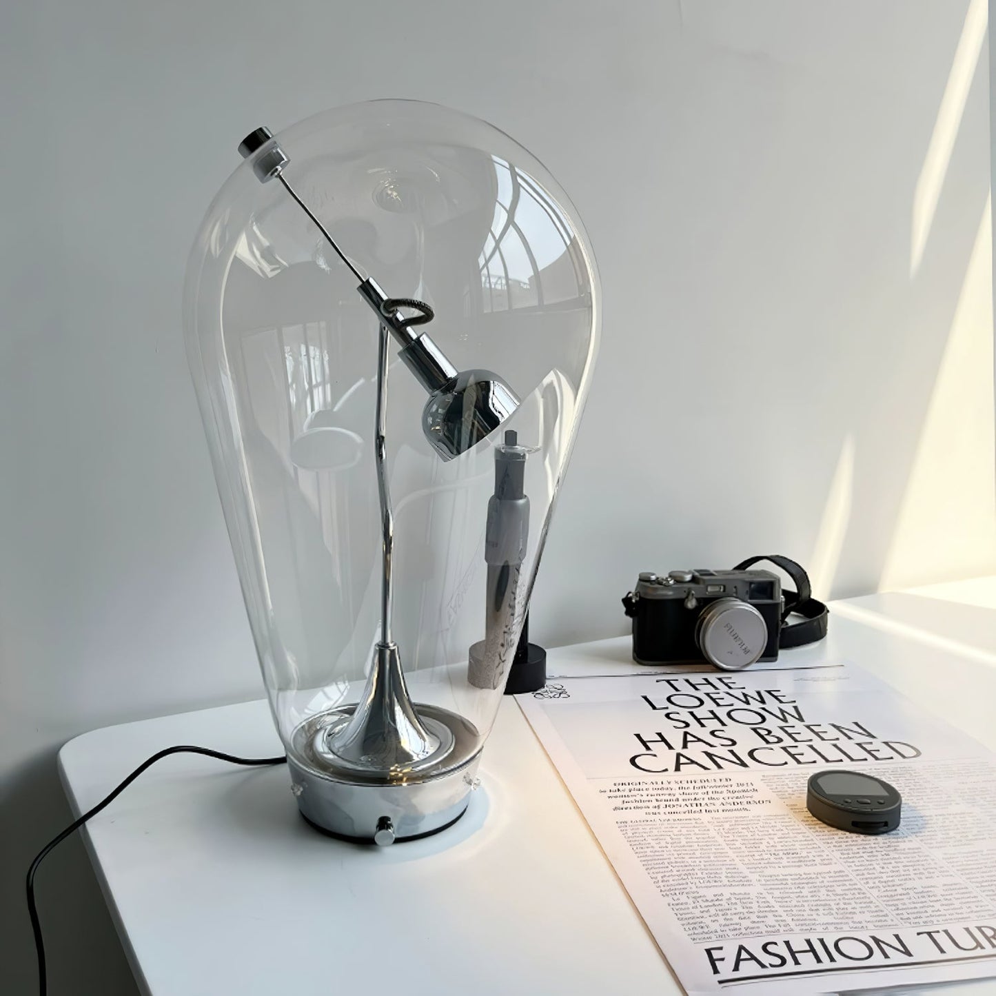 Blow Table Lamp | Metal and Glass | Chrome