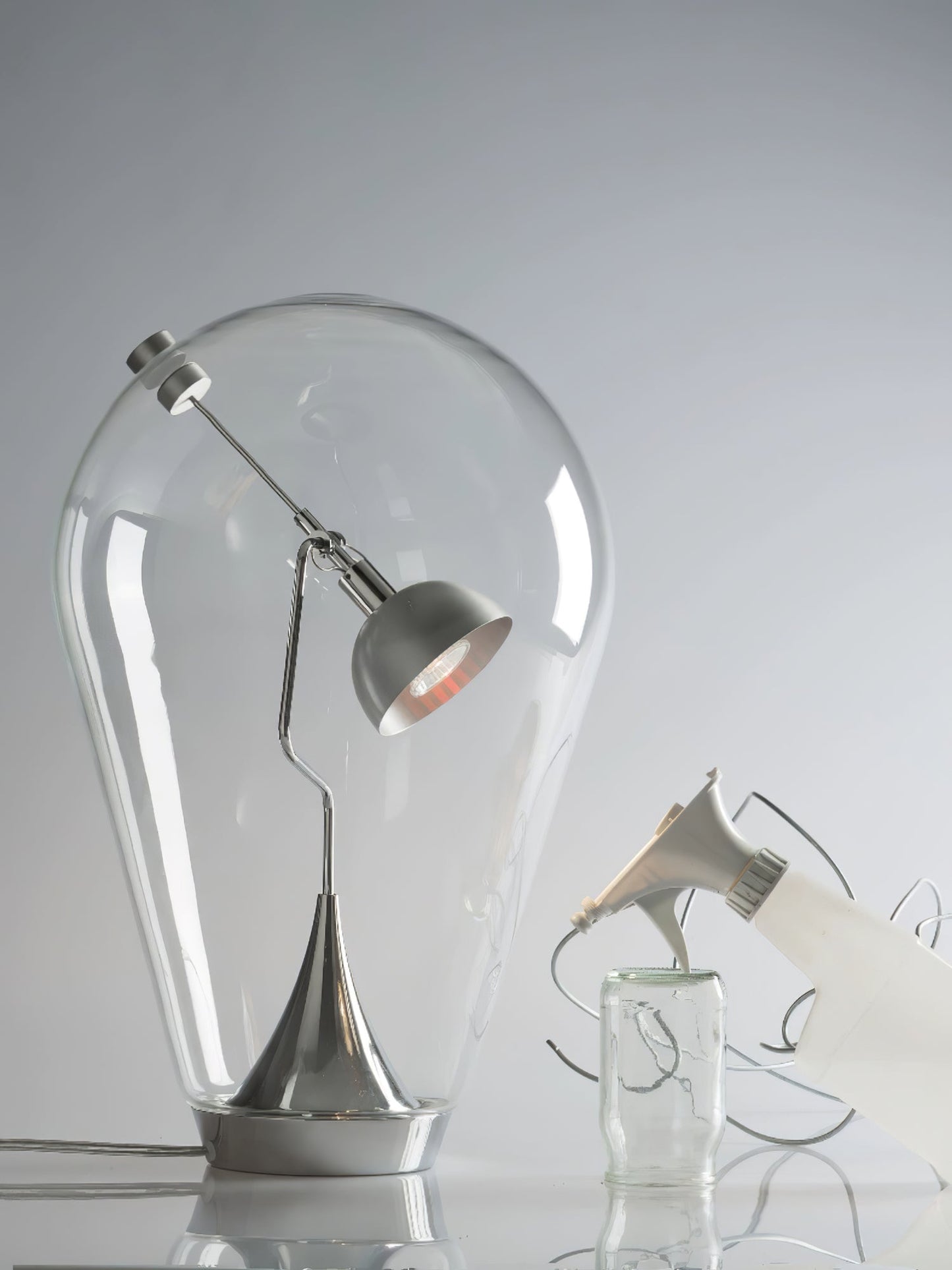 Blow Table Lamp | Metal and Glass | Chrome