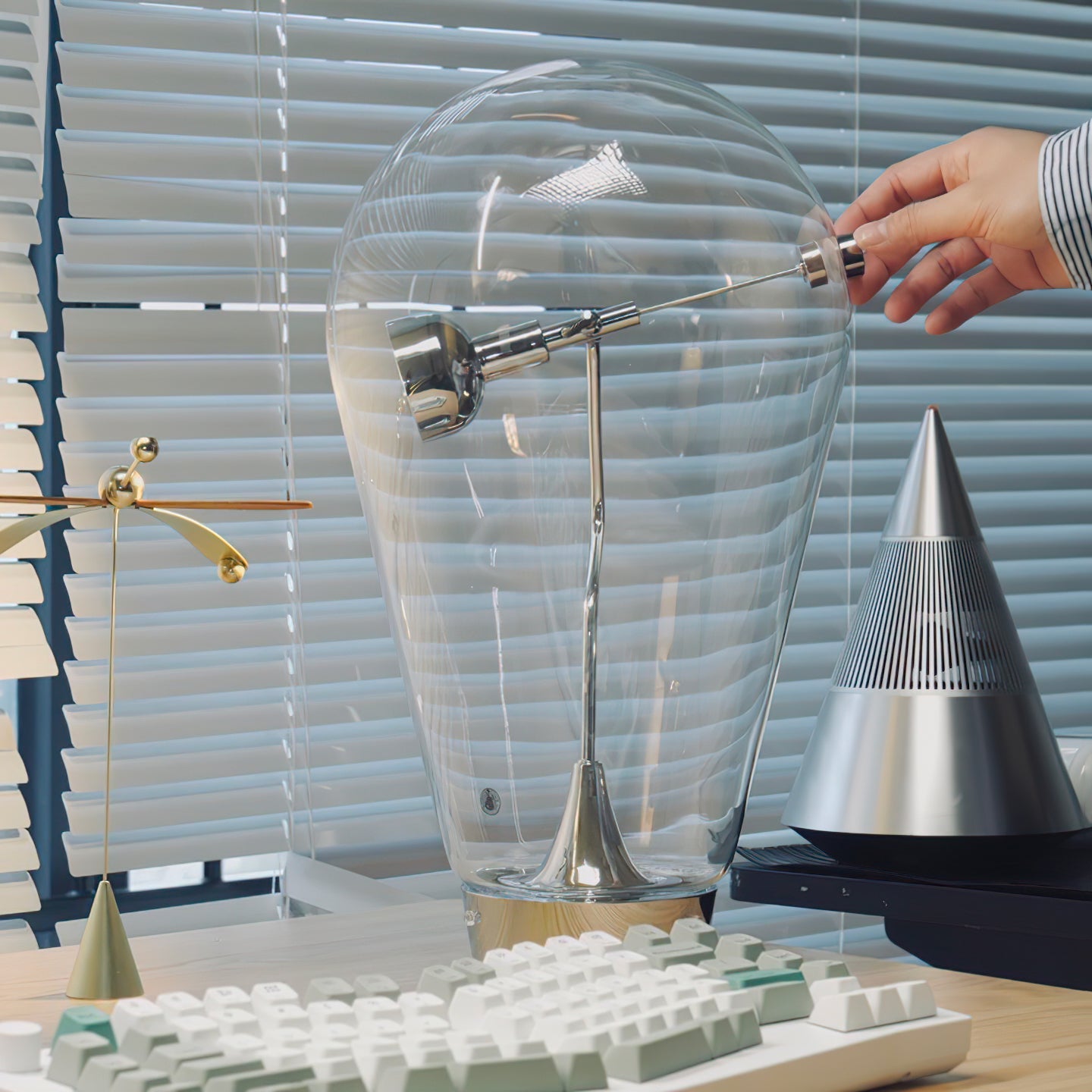 Blow Table Lamp | Metal and Glass | Chrome
