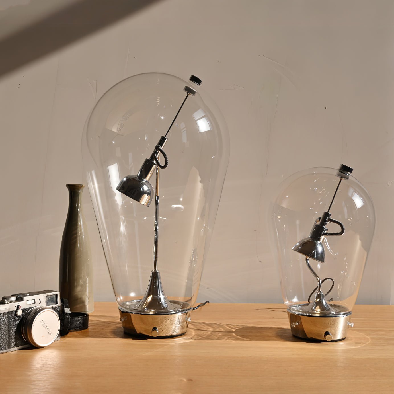 Blow Table Lamp | Metal and Glass | Chrome