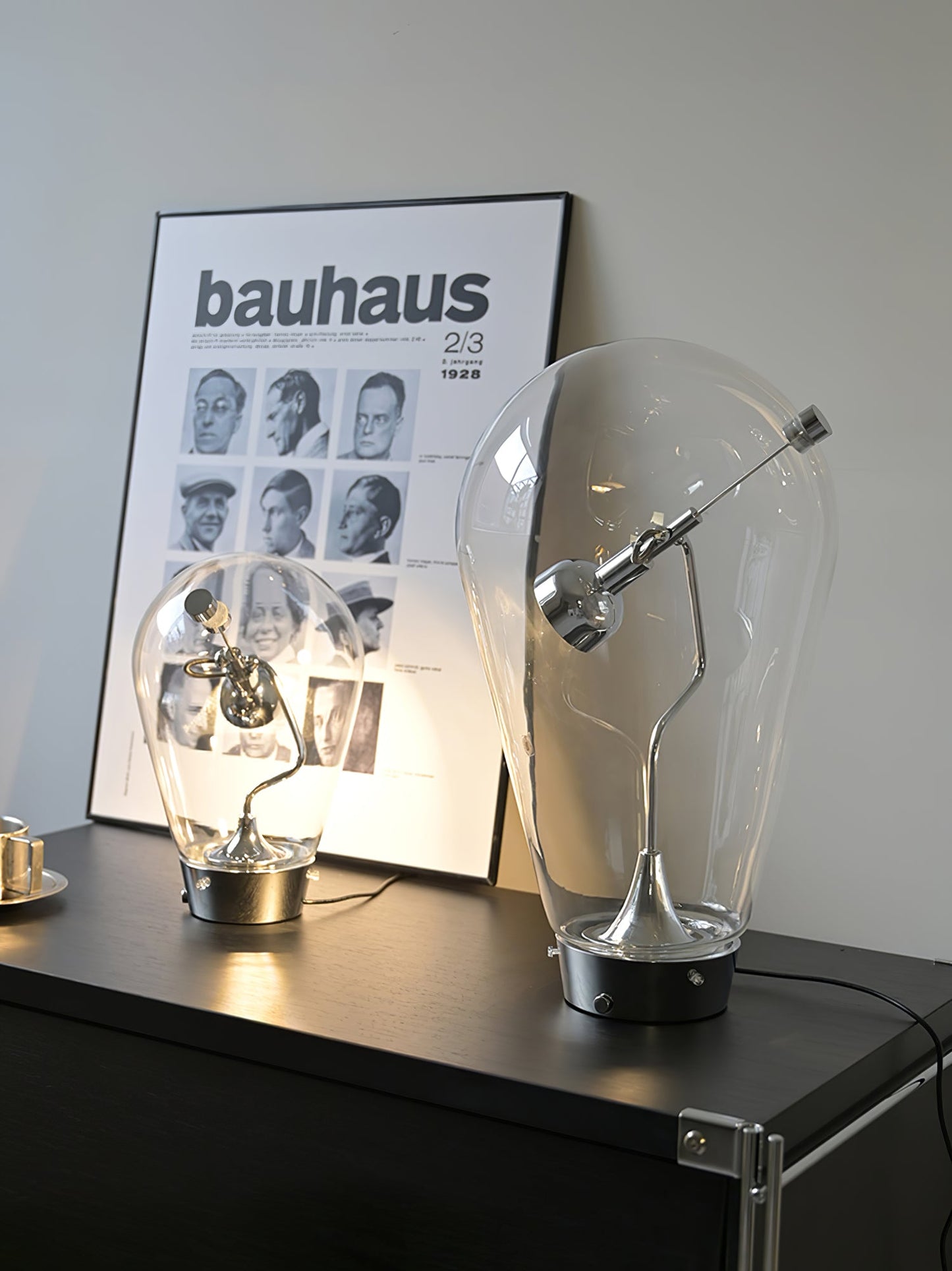 Blow Table Lamp | Metal and Glass | Chrome