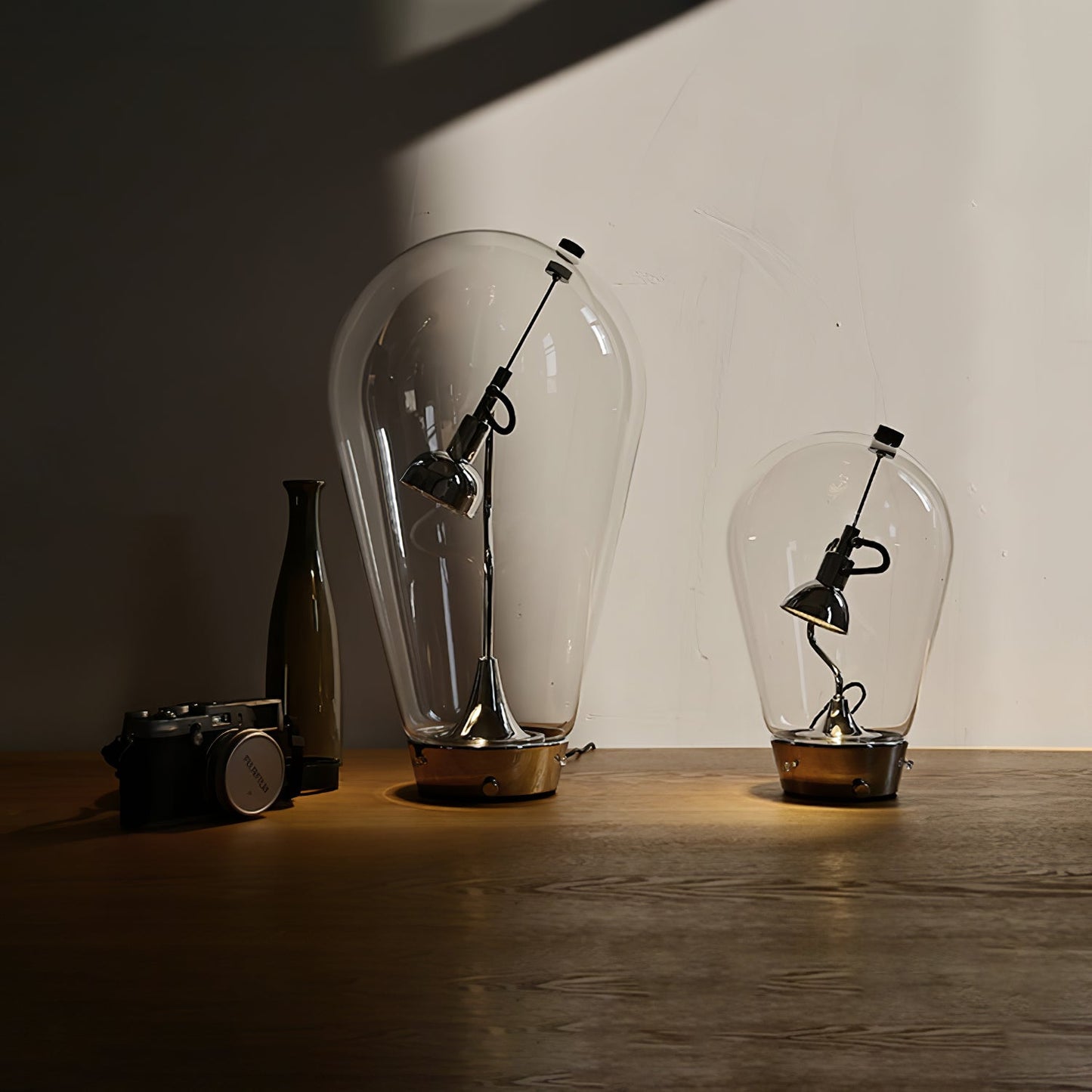 Blow Table Lamp | Metal and Glass | Chrome
