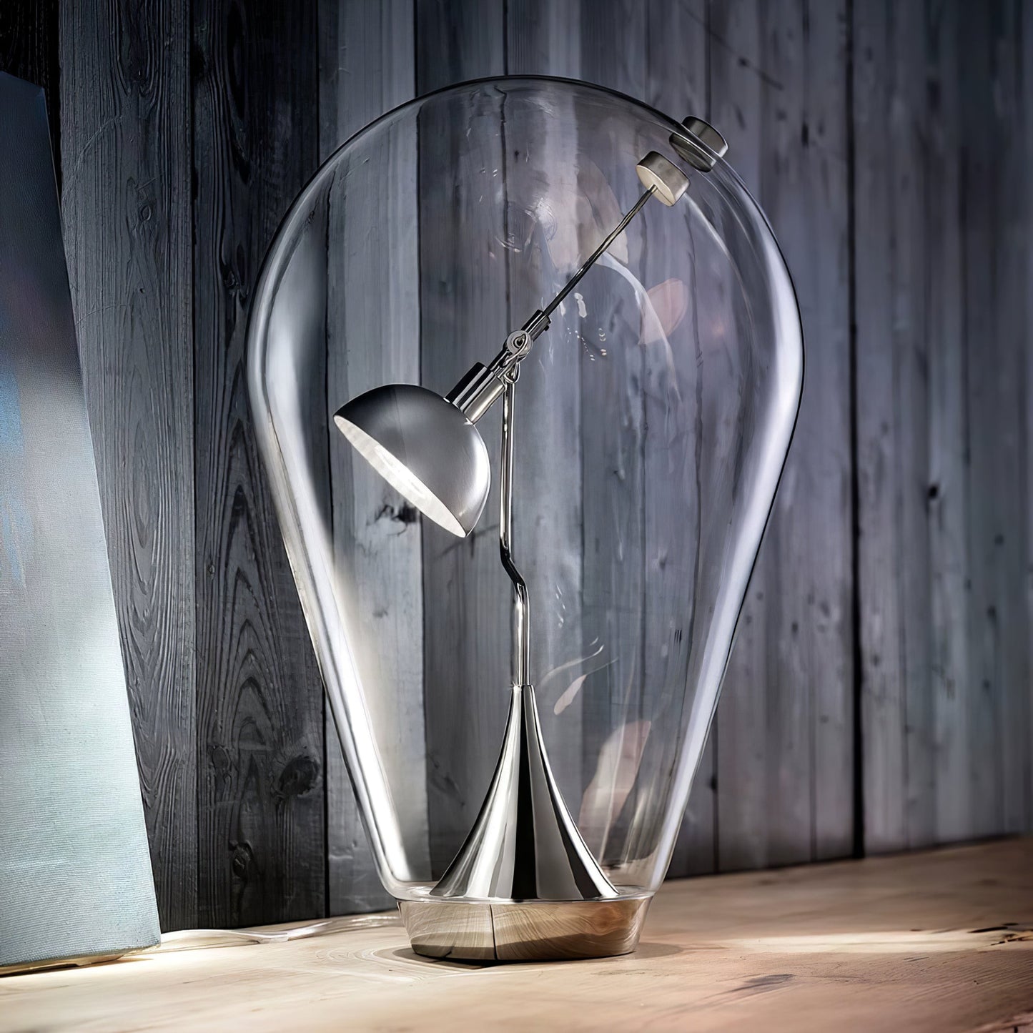 Blow Table Lamp | Metal and Glass | Chrome