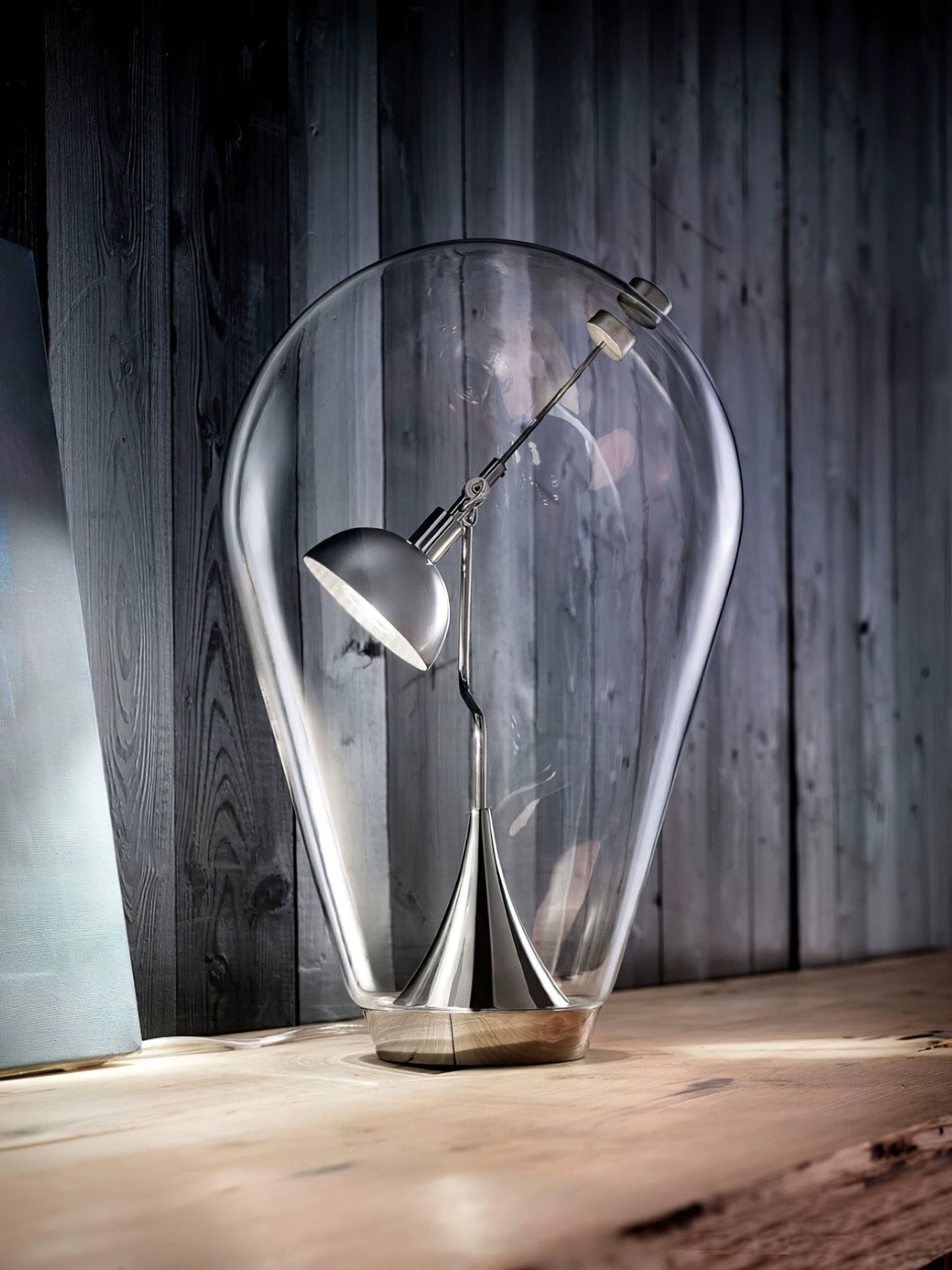 Blow Table Lamp | Metal and Glass | Chrome