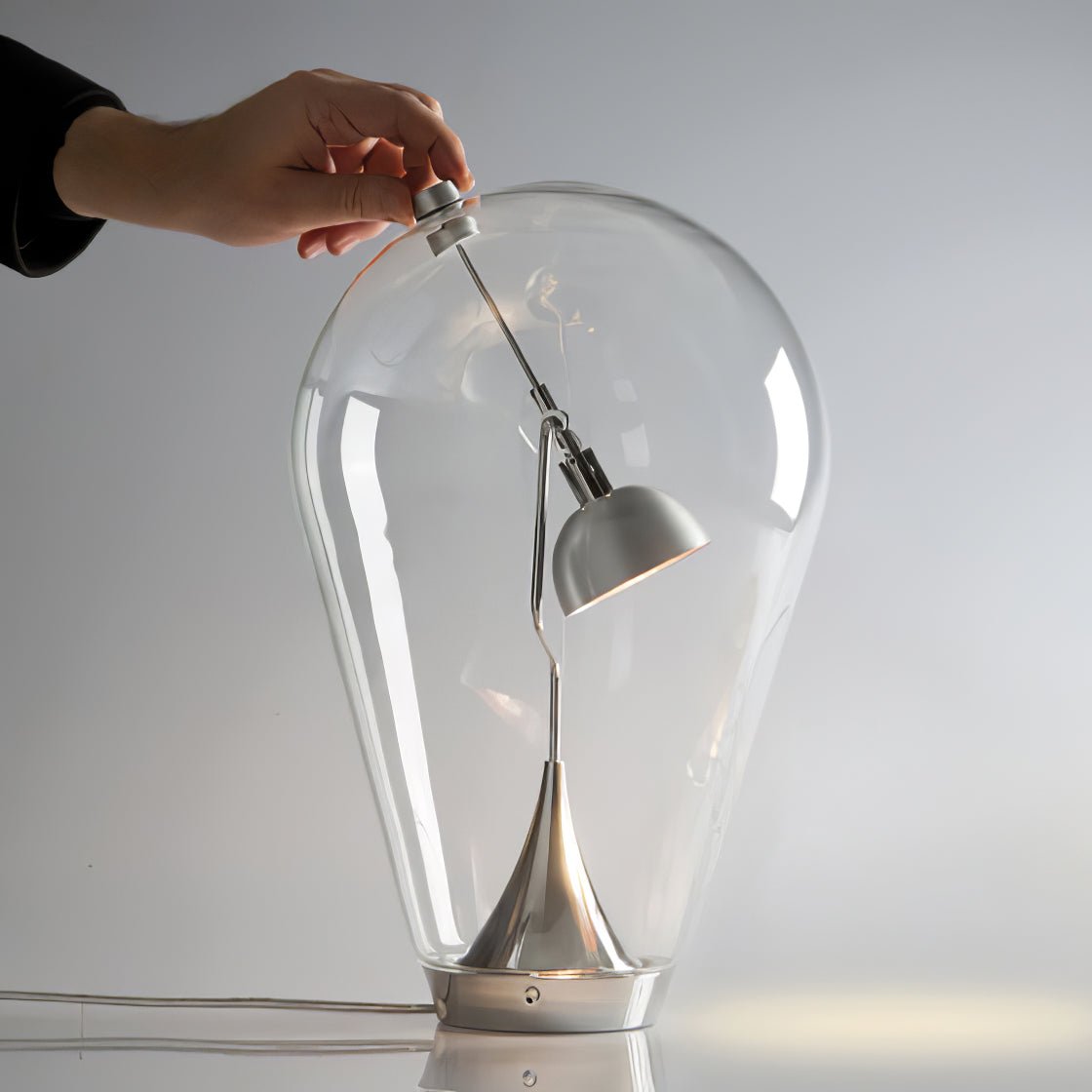 Blow Table Lamp | Metal and Glass | Chrome