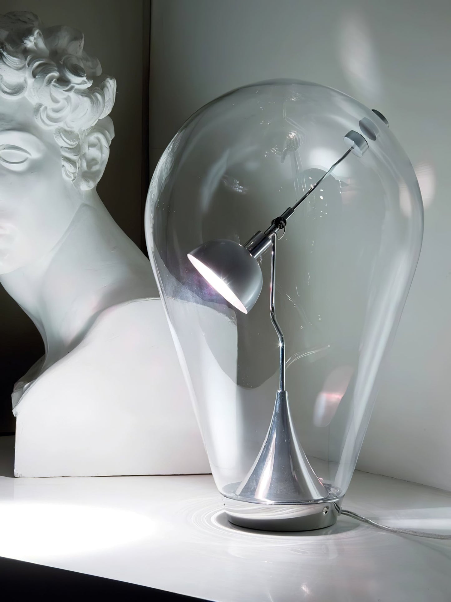 Blow Table Lamp | Metal and Glass | Chrome