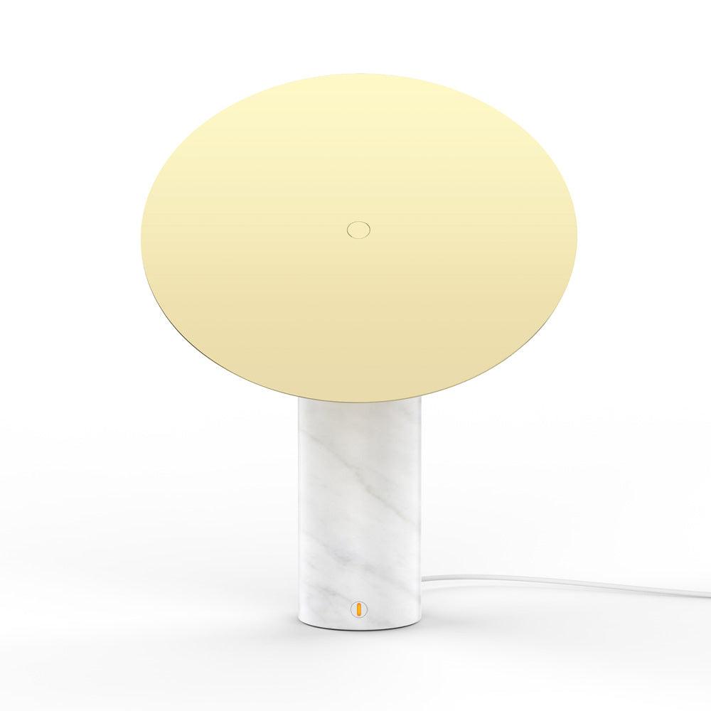 Bola Disc Table Lamp | Chromed Stainless Steel & Opaline Glass | White, Black, Gold