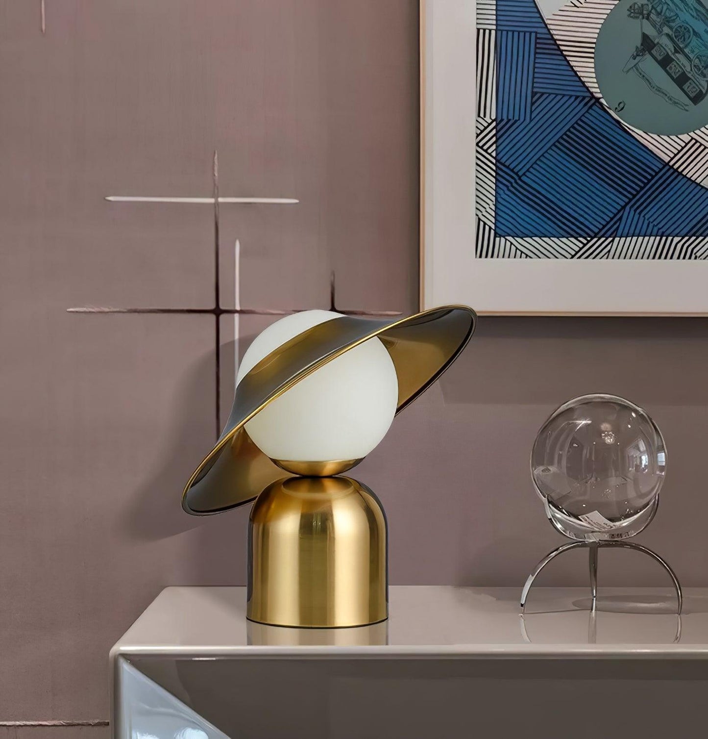 Bonbon Disc Table Lamp | Metal, Iron, Glass | Gold, White
