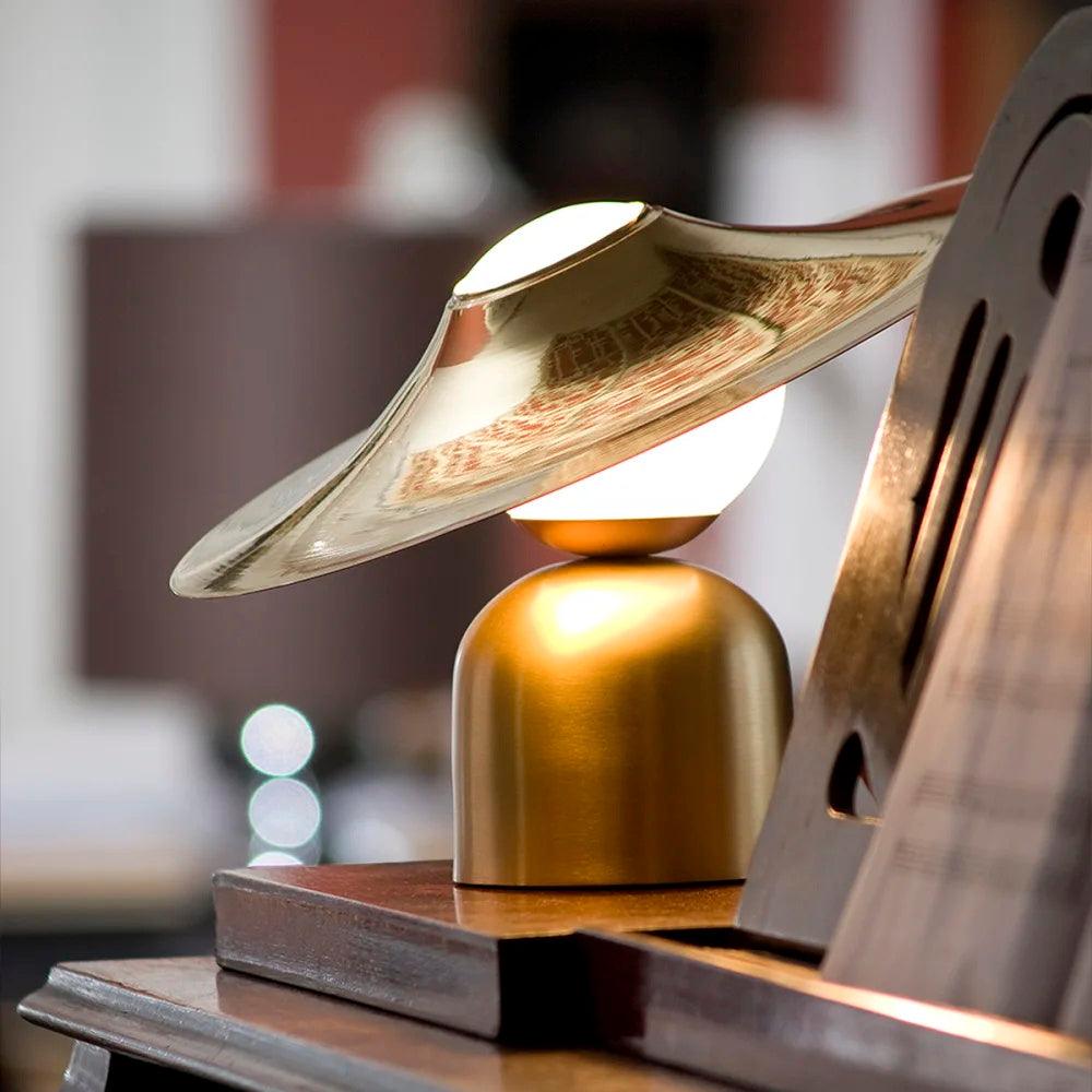 Bonbon Disc Table Lamp | Metal, Iron, Glass | Gold, White