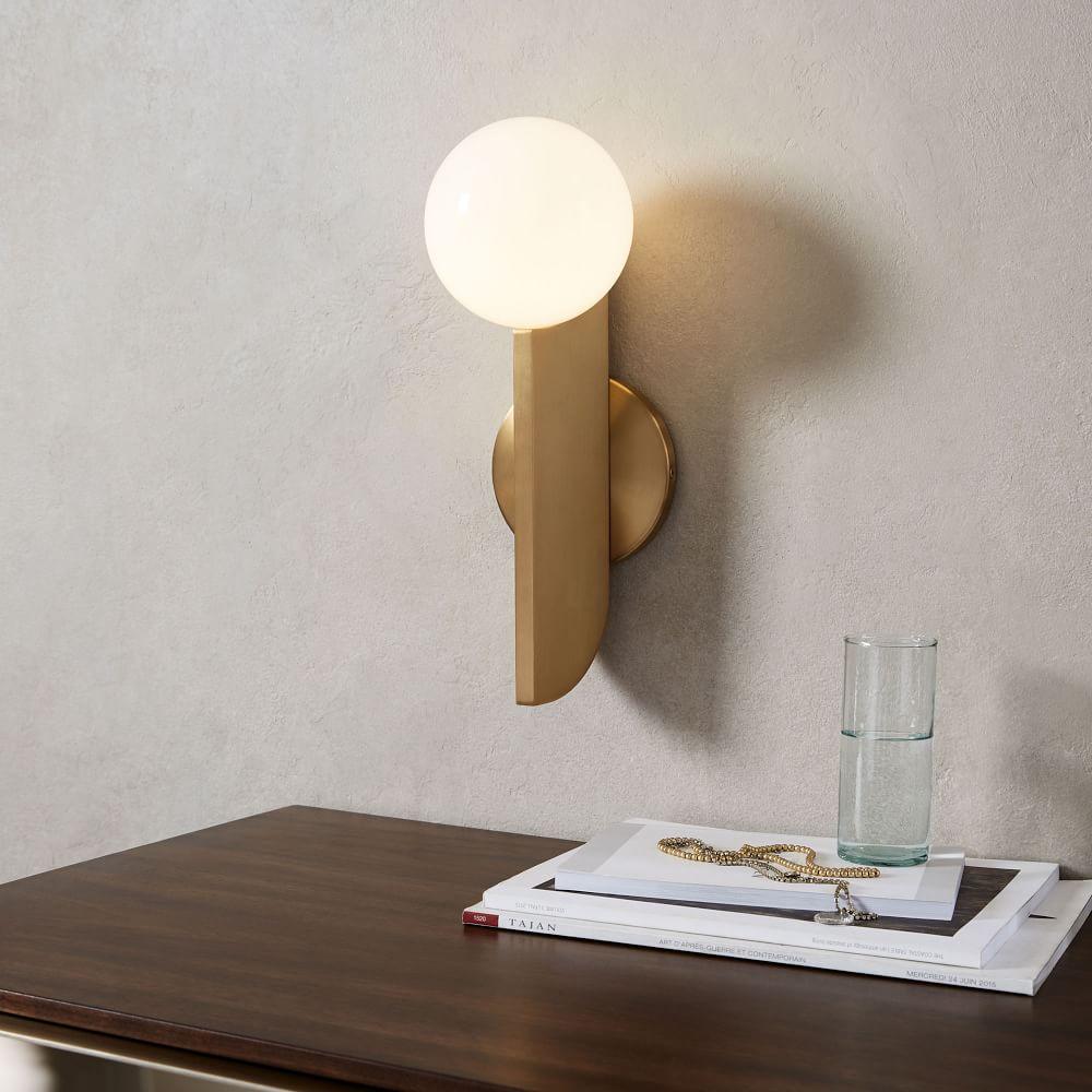 Bower Sconce | Brass and Glass | White
