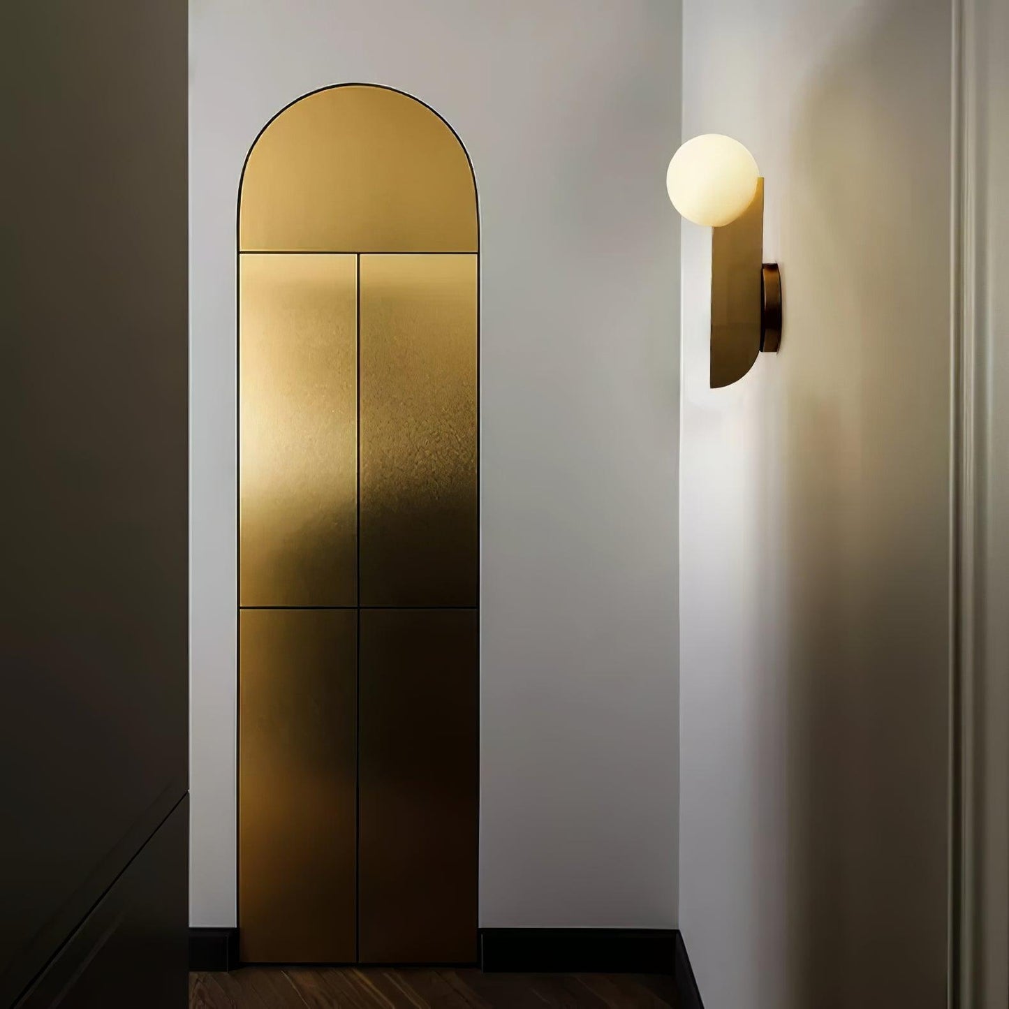 Bower Sconce | Brass and Glass | White