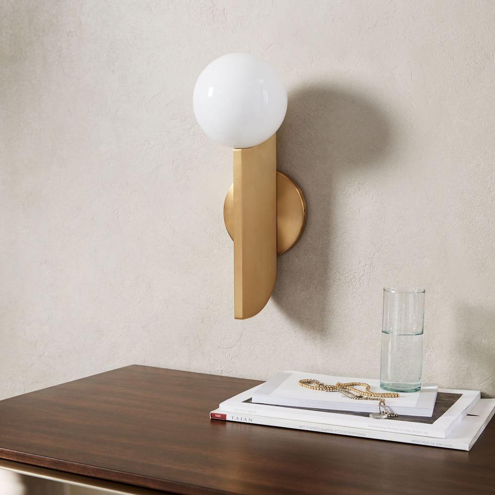 Bower Sconce | Brass and Glass | White