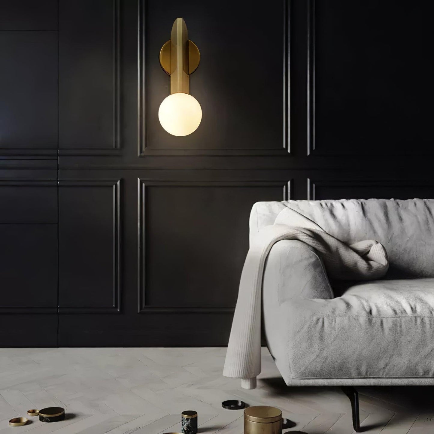 Bower Sconce | Brass and Glass | White